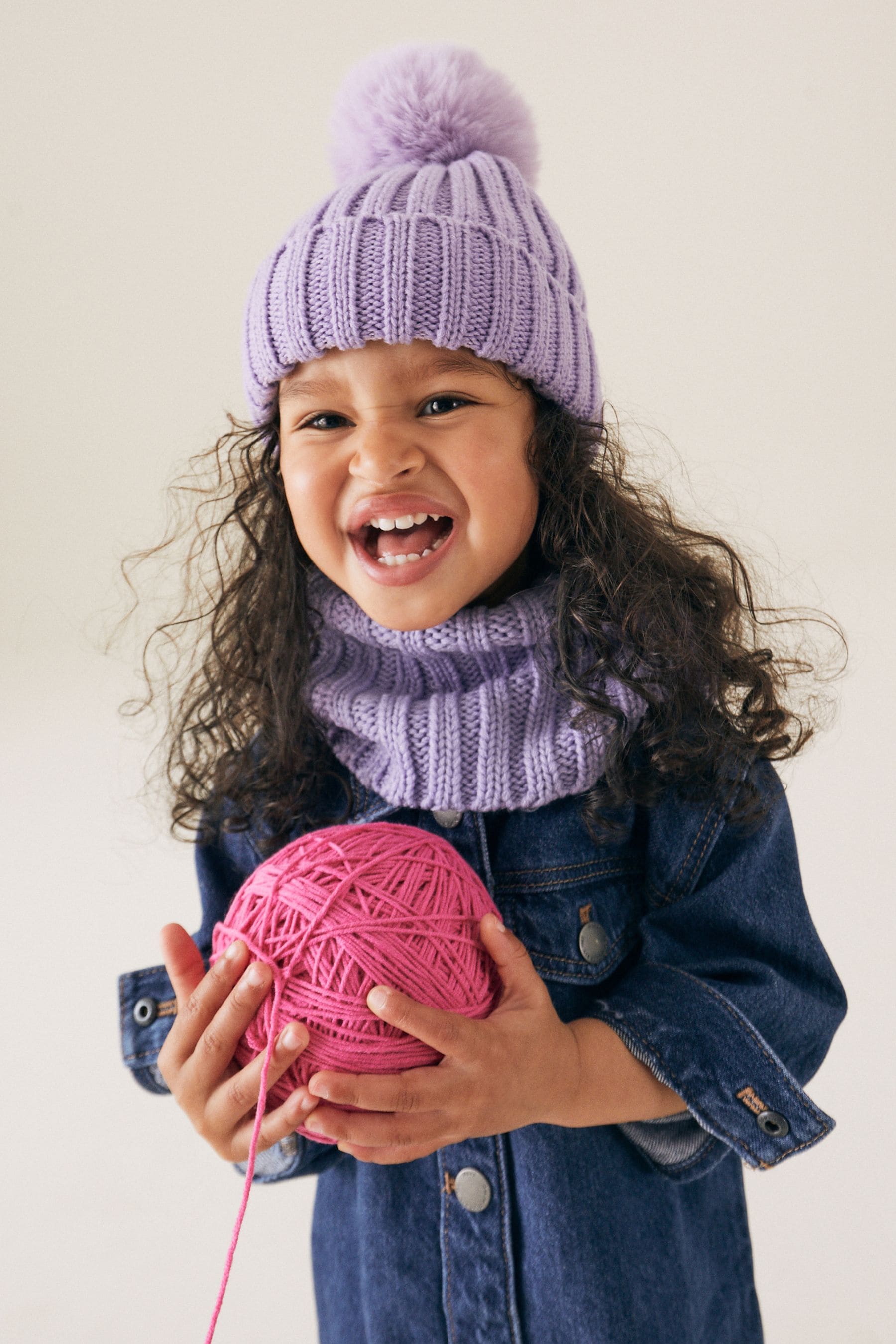 Lilac Purple Ribbed Knitted Snood (1-16yrs)