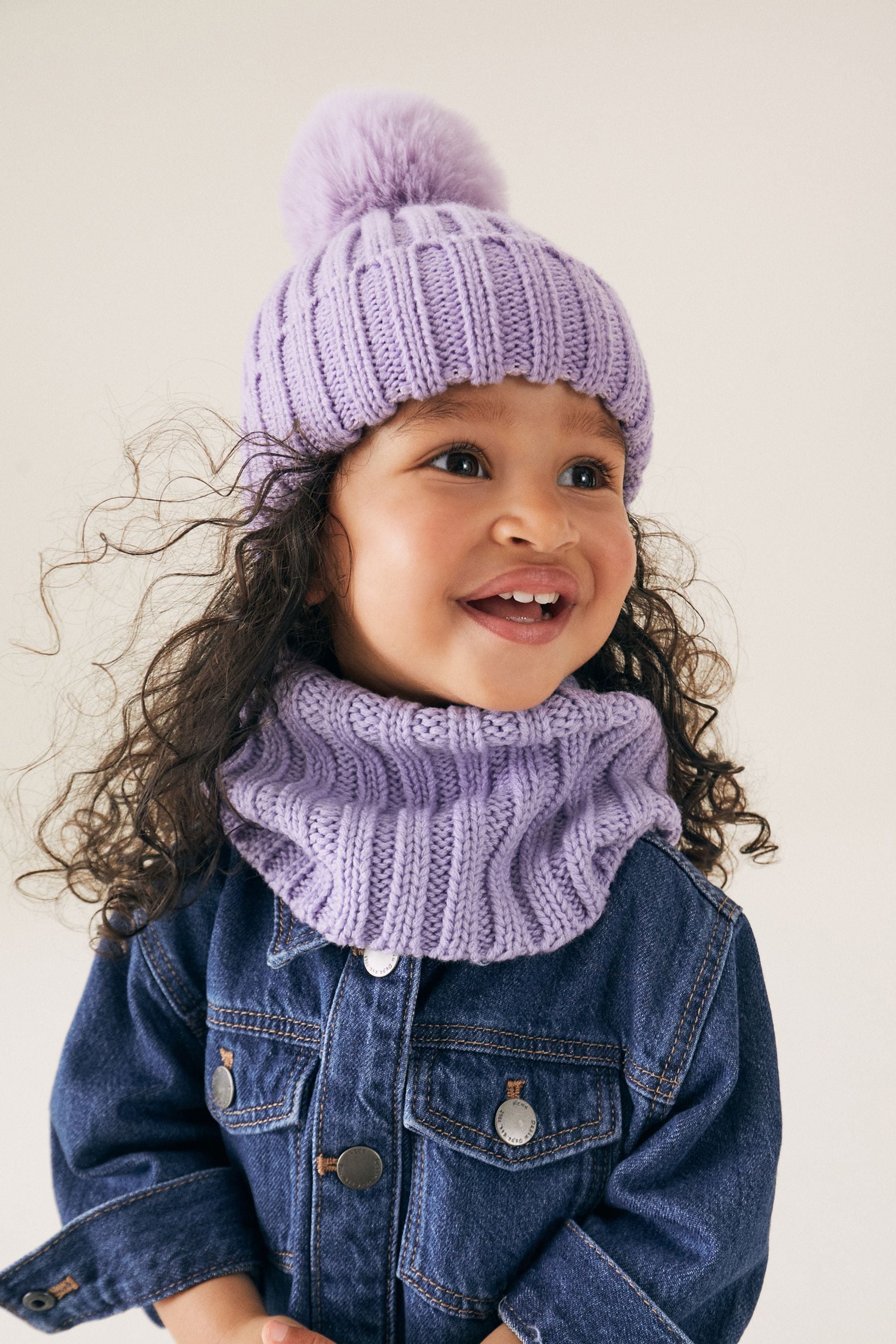 Lilac Purple Ribbed Knitted Snood (1-16yrs)