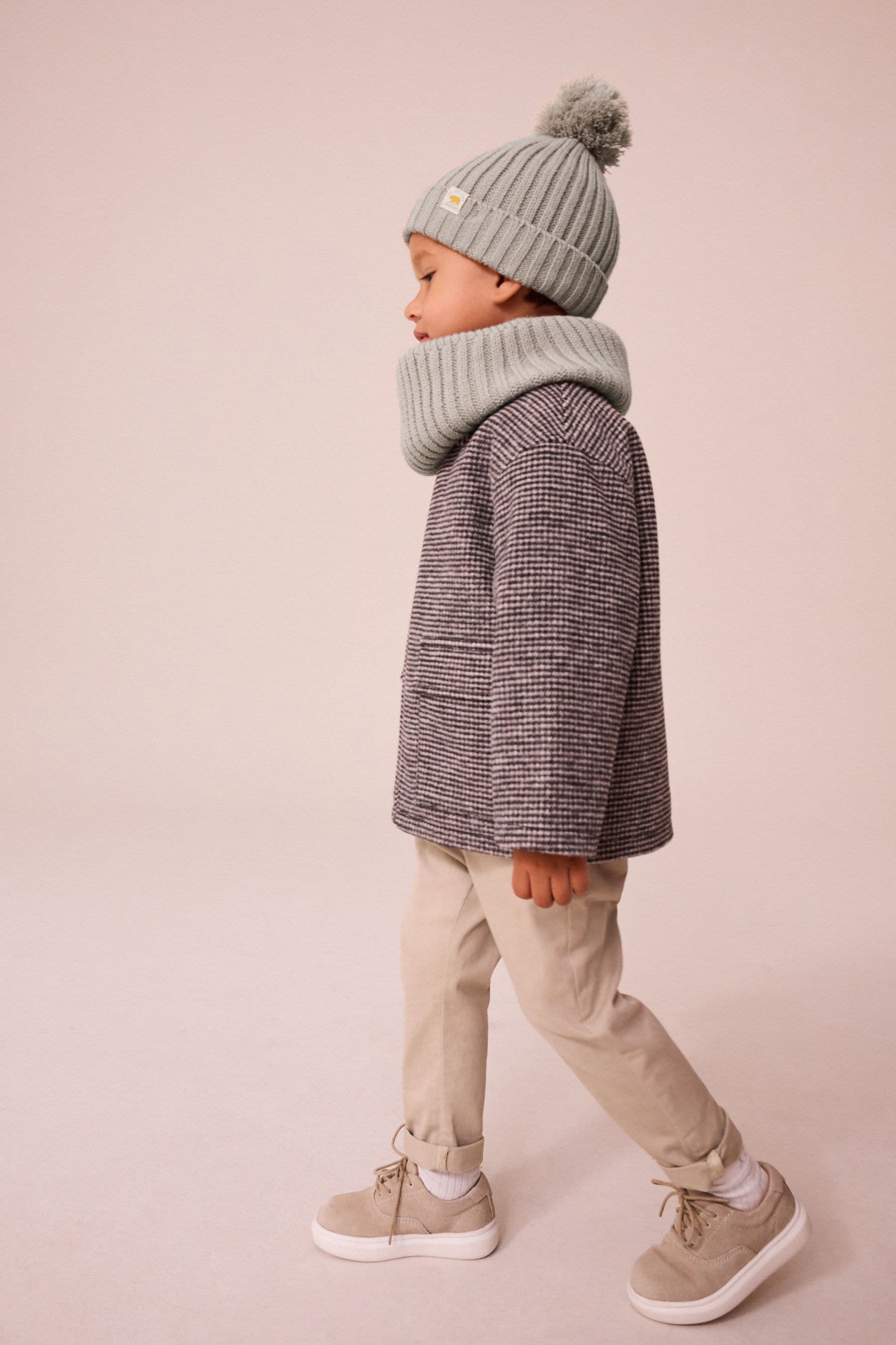 Neutral Knitted Pom Hat and Snood Set (1-10yrs)