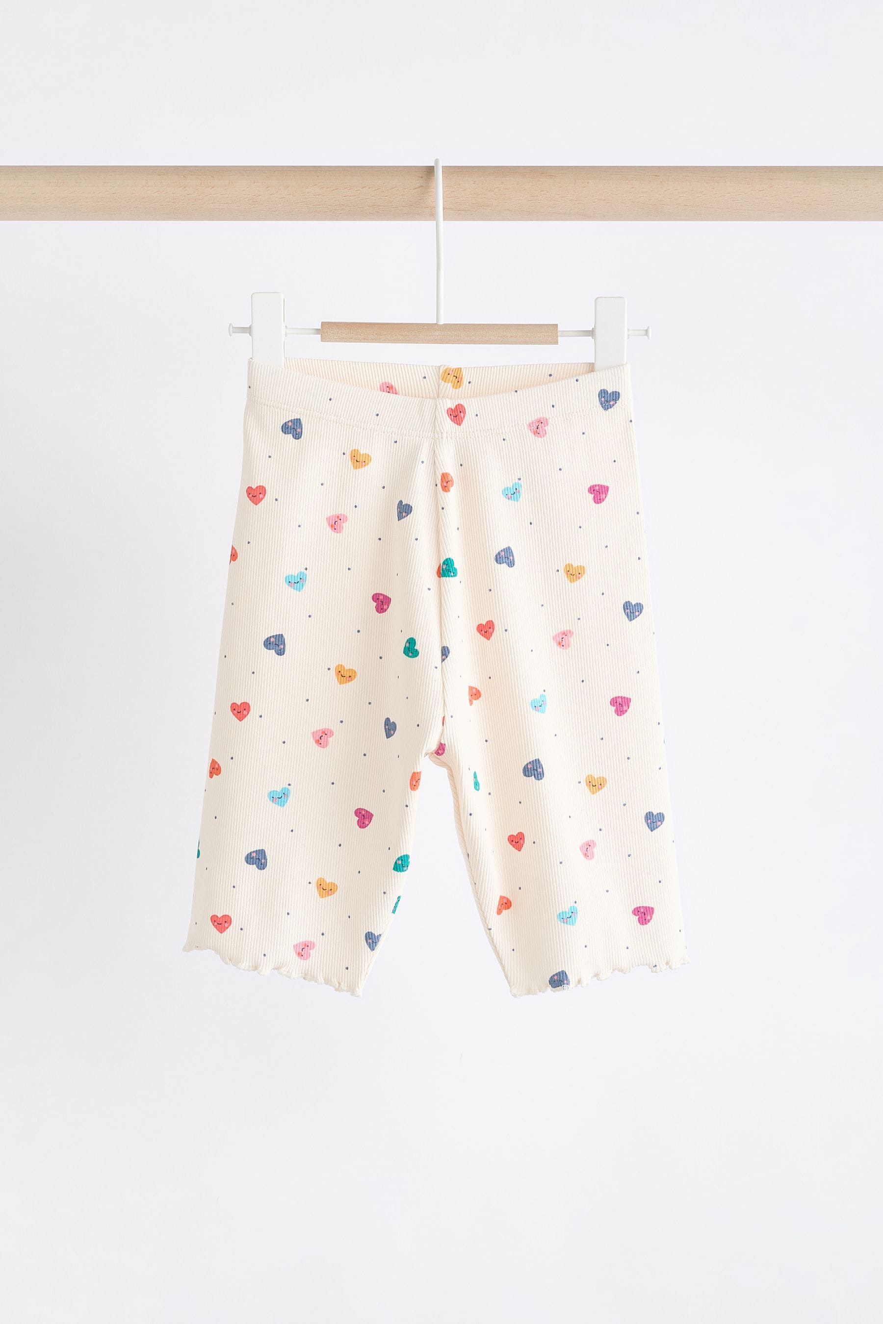 White/Multicolour Heart Print Baby 2 Piece Top & Wide Leg Trousers Set