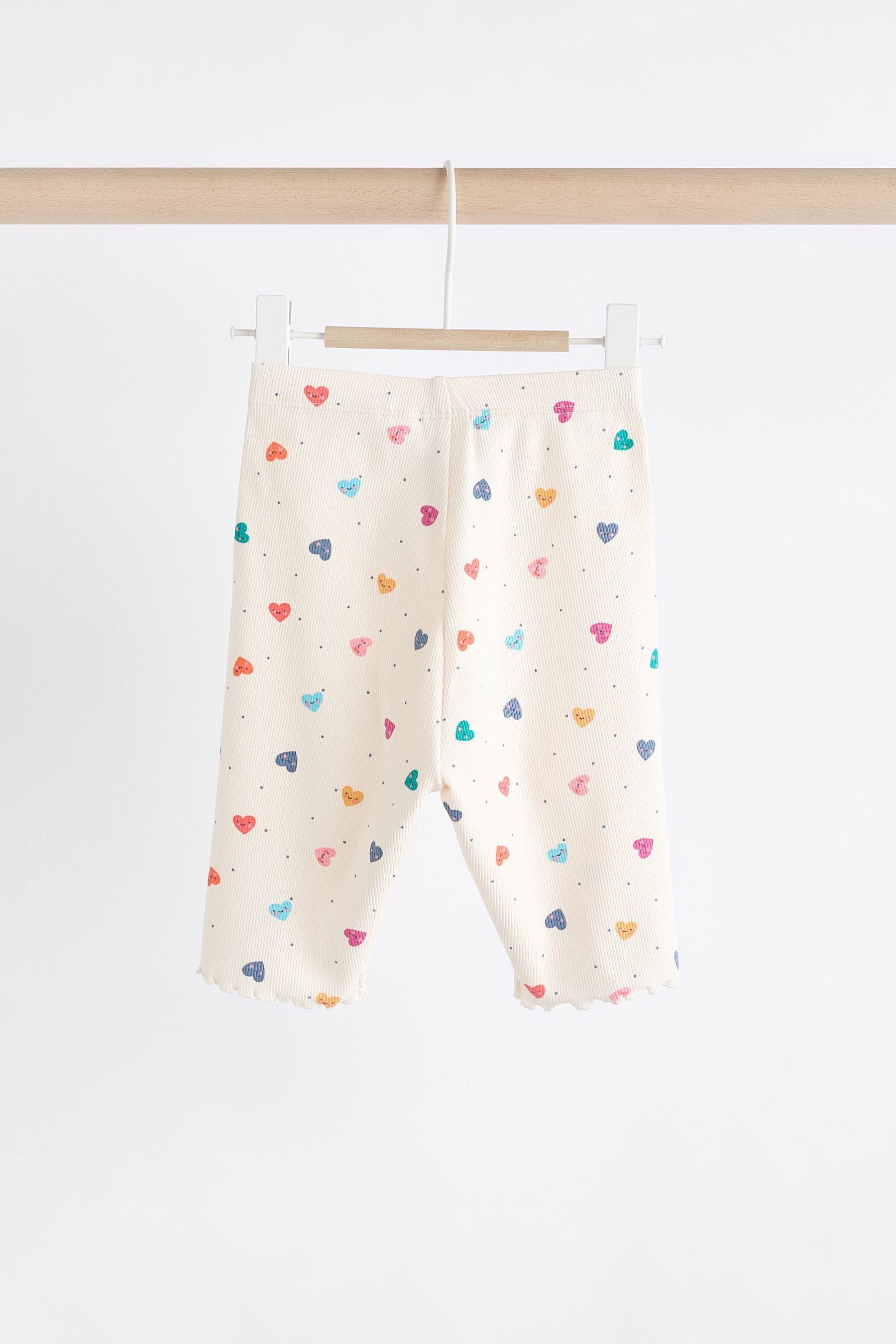 White/Multicolour Heart Print Baby 2 Piece Top & Wide Leg Trousers Set