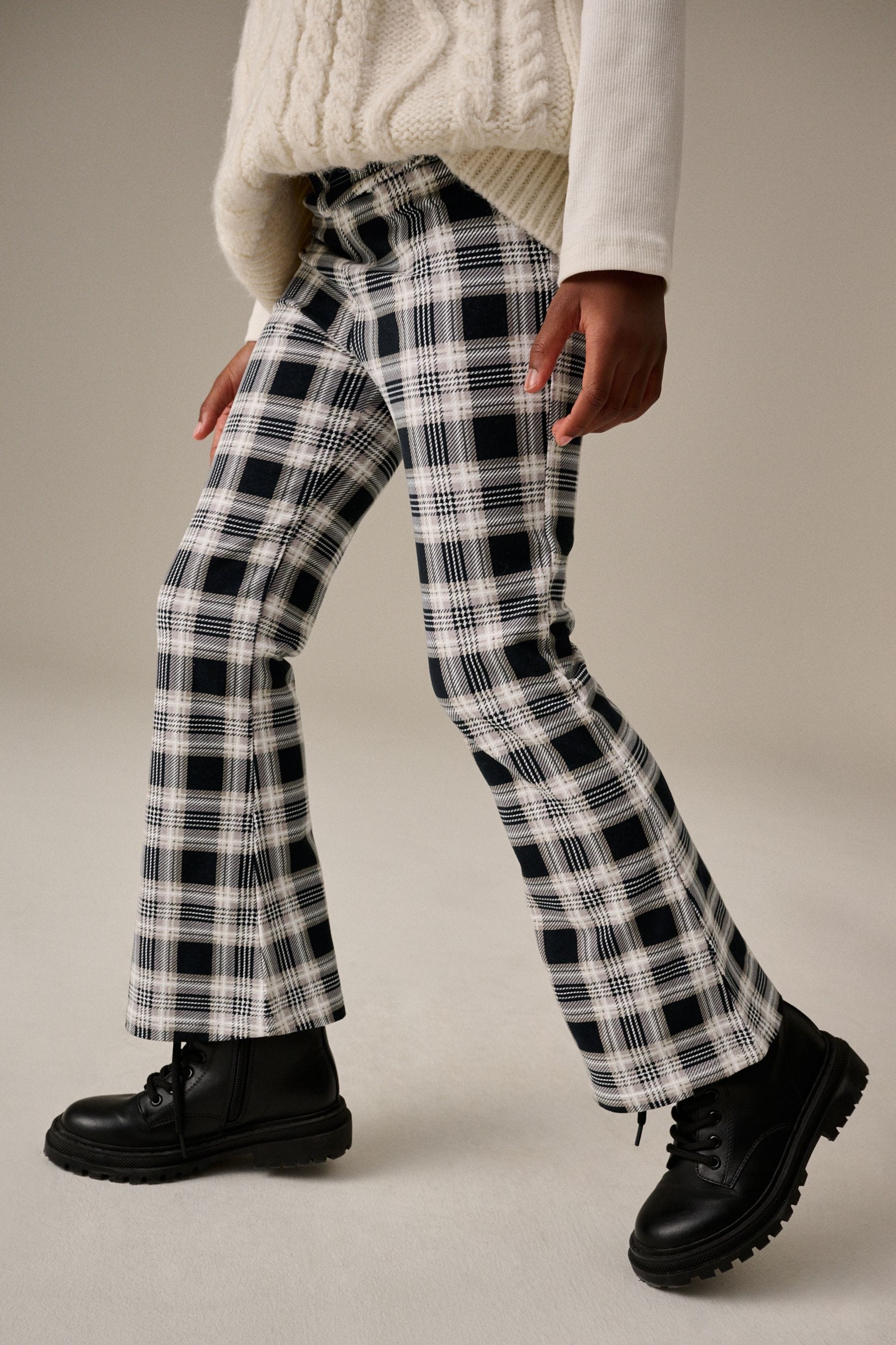 Monochrome Check Flare Leggings (3-16yrs)