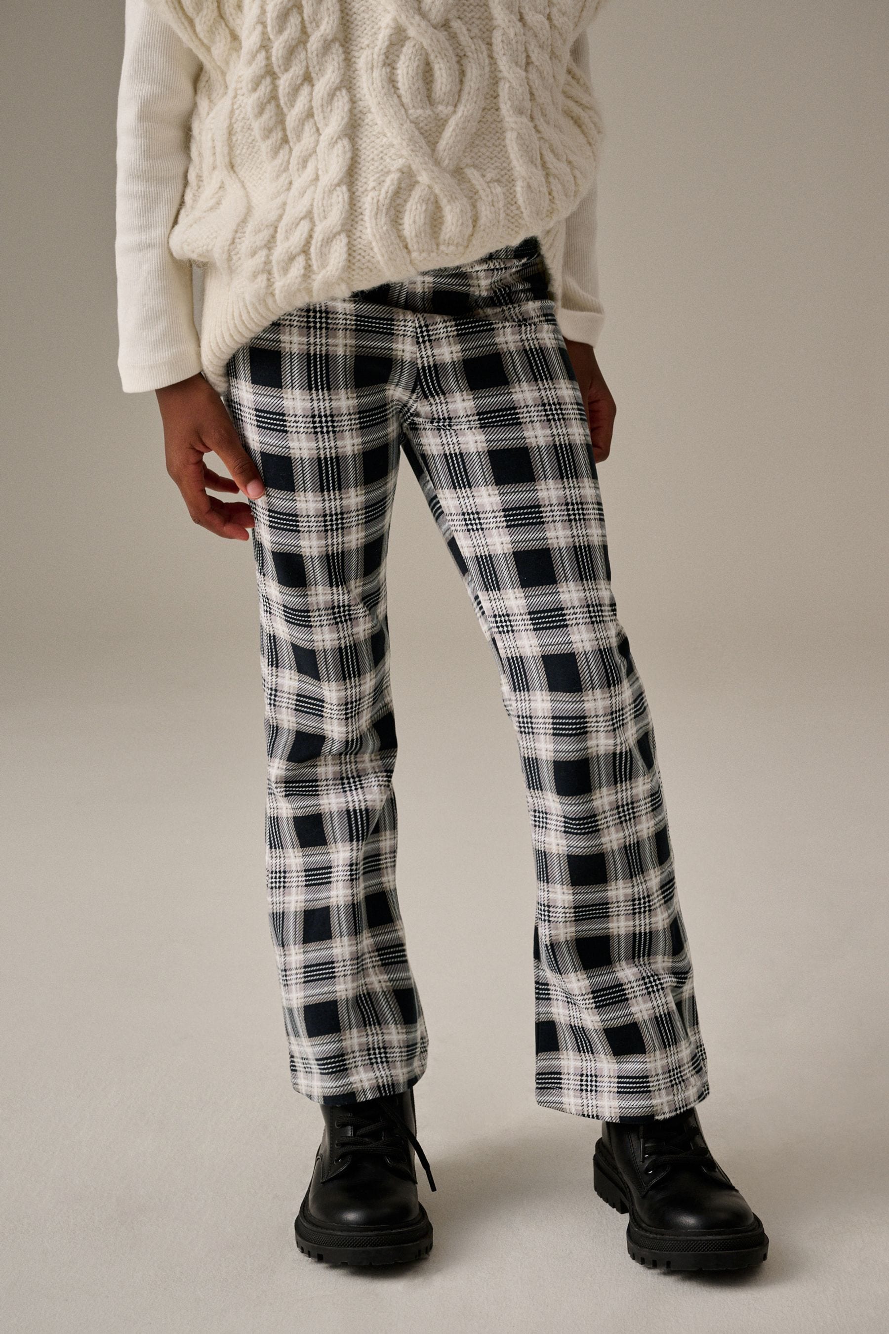 Monochrome Check Flare Leggings (3-16yrs)