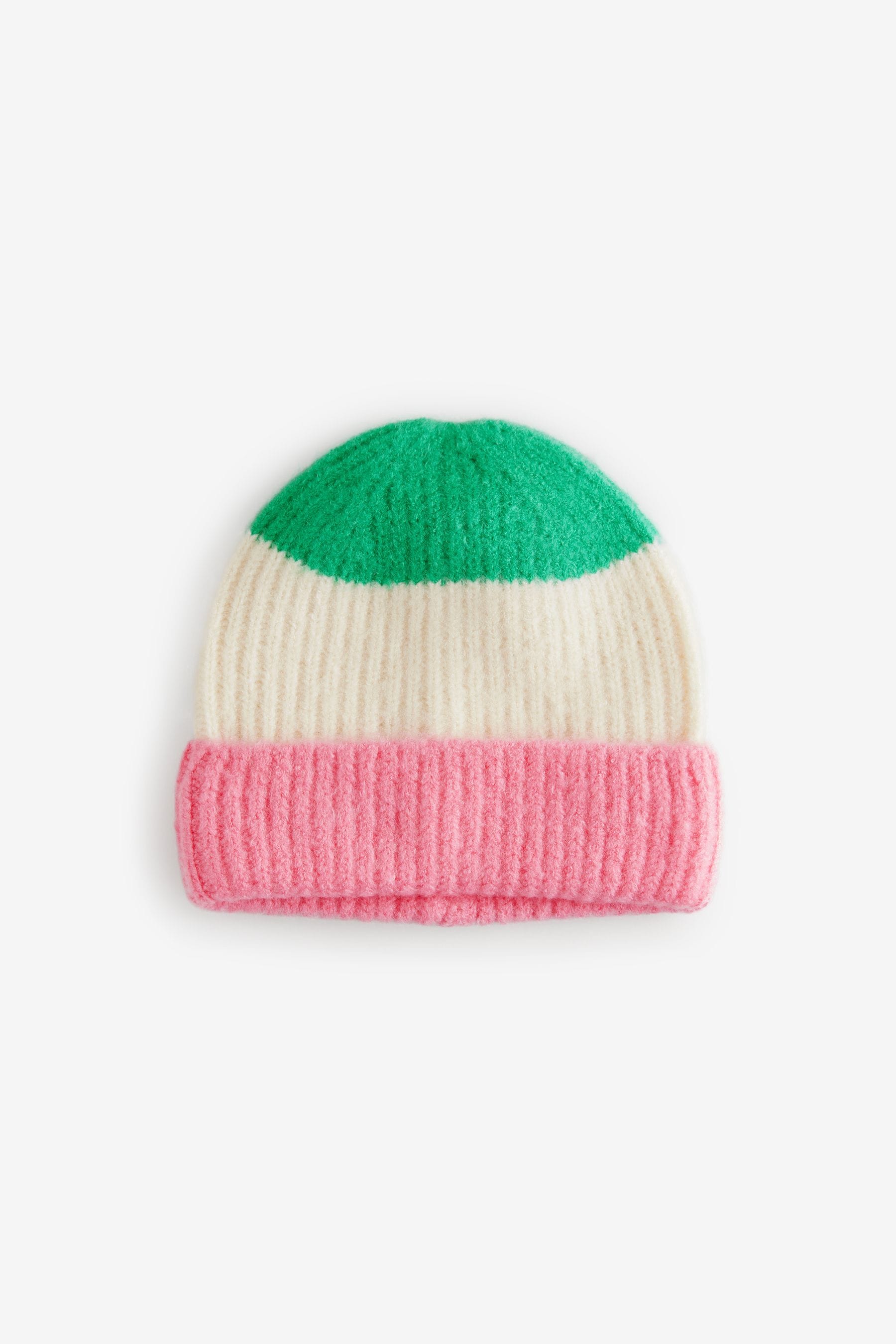 Pink/Green Stripe Hat and Scarf Set (3-16yrs)