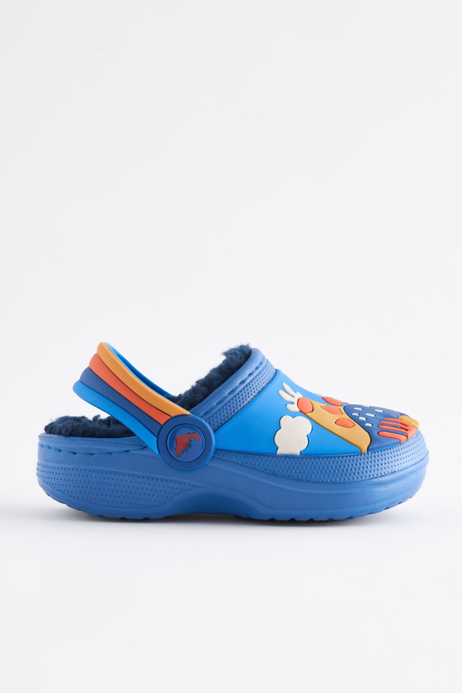 Blue Dinosaur Lined Clog Slippers