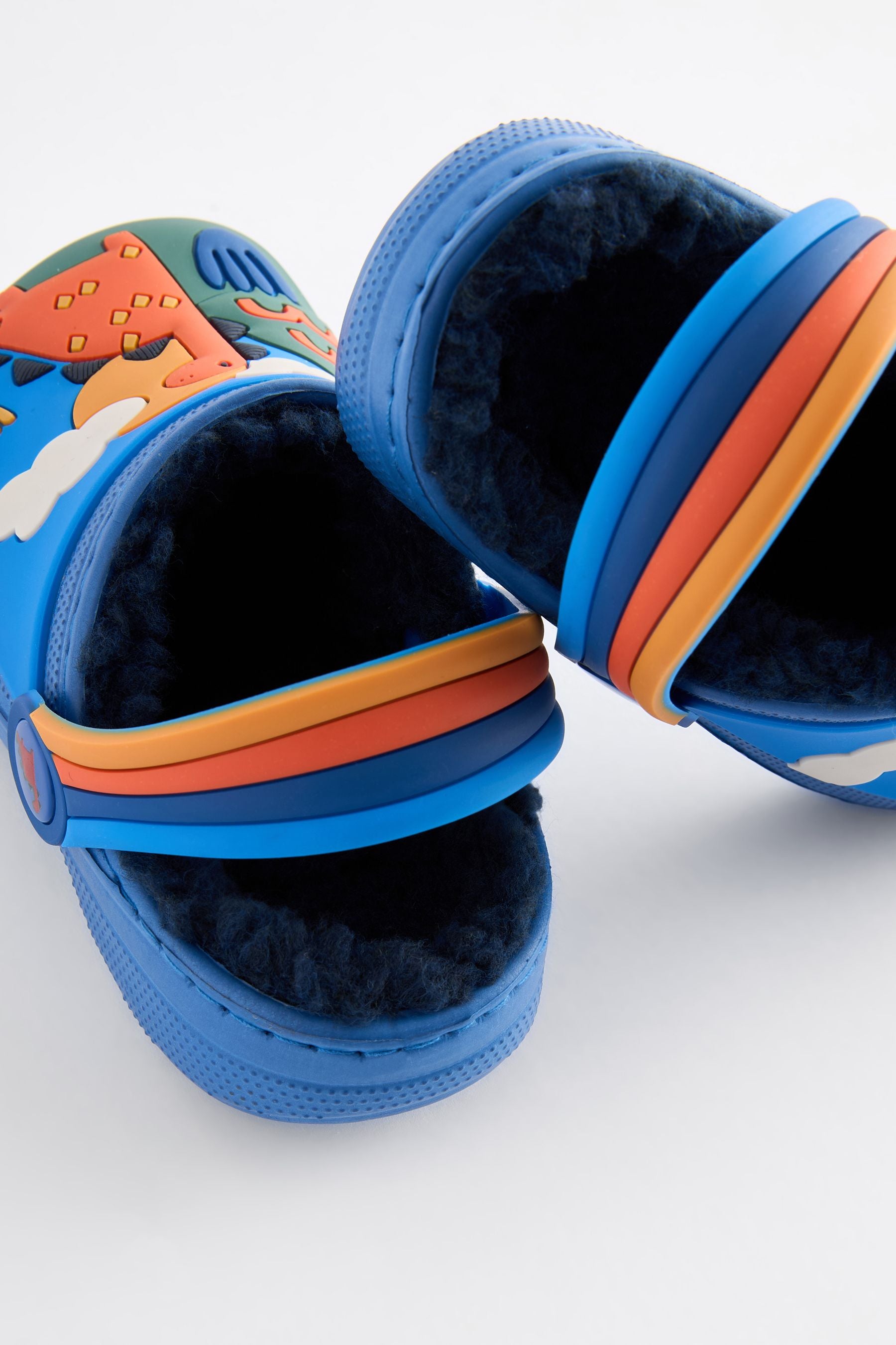 Blue Dinosaur Lined Clog Slippers