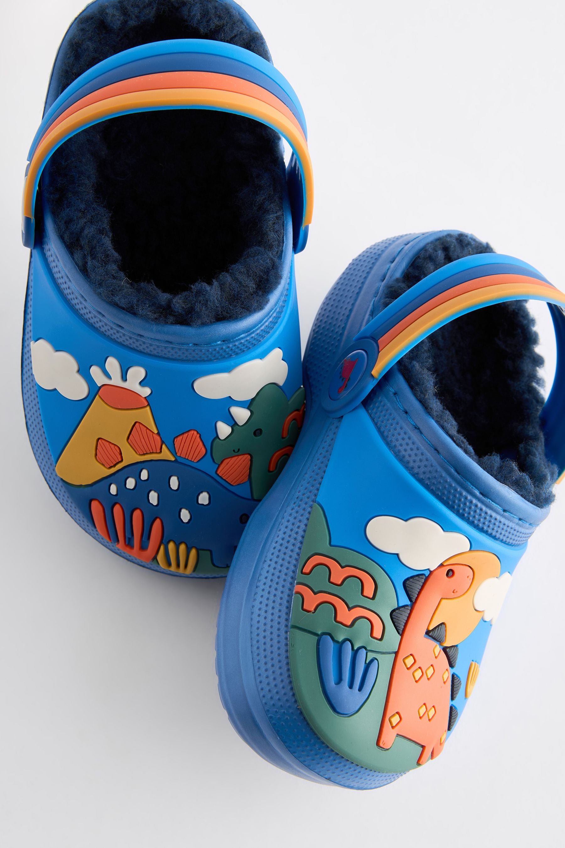 Blue Dinosaur Lined Clog Slippers