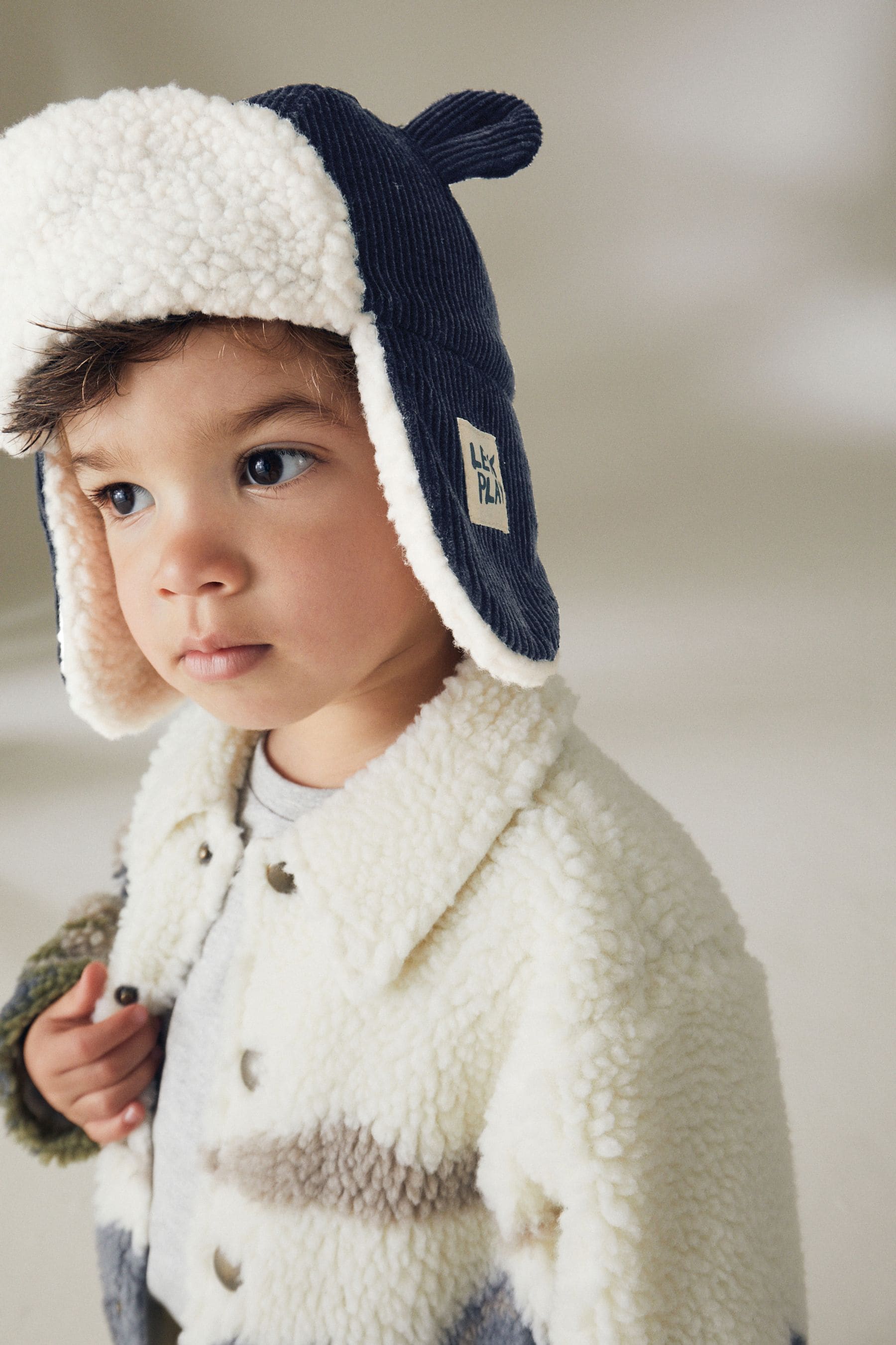 Navy Blue Bear Ear Trapper Hat (3mths-6yrs)