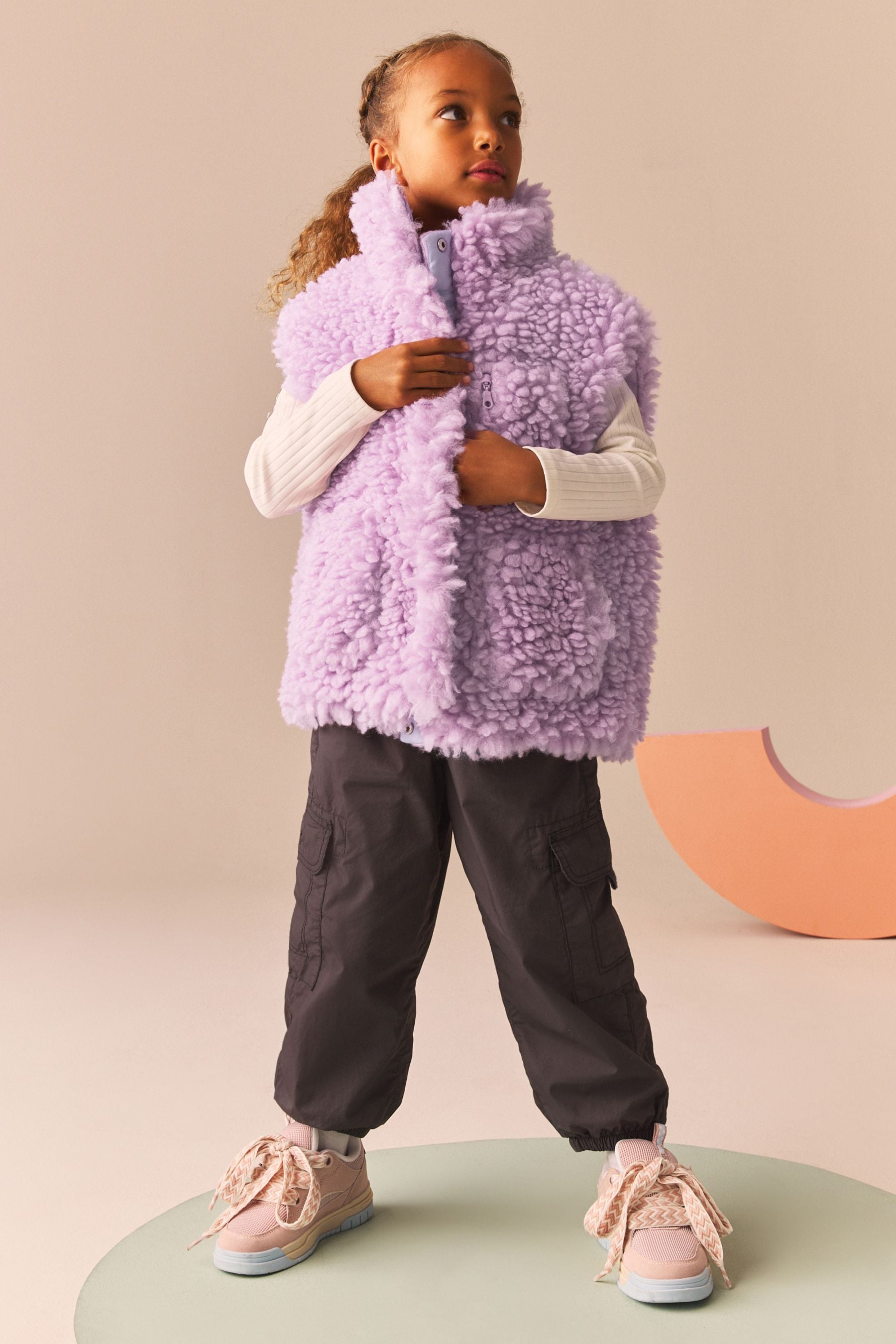 Lilac Purple Chunky Borg Gilet (3-16yrs)