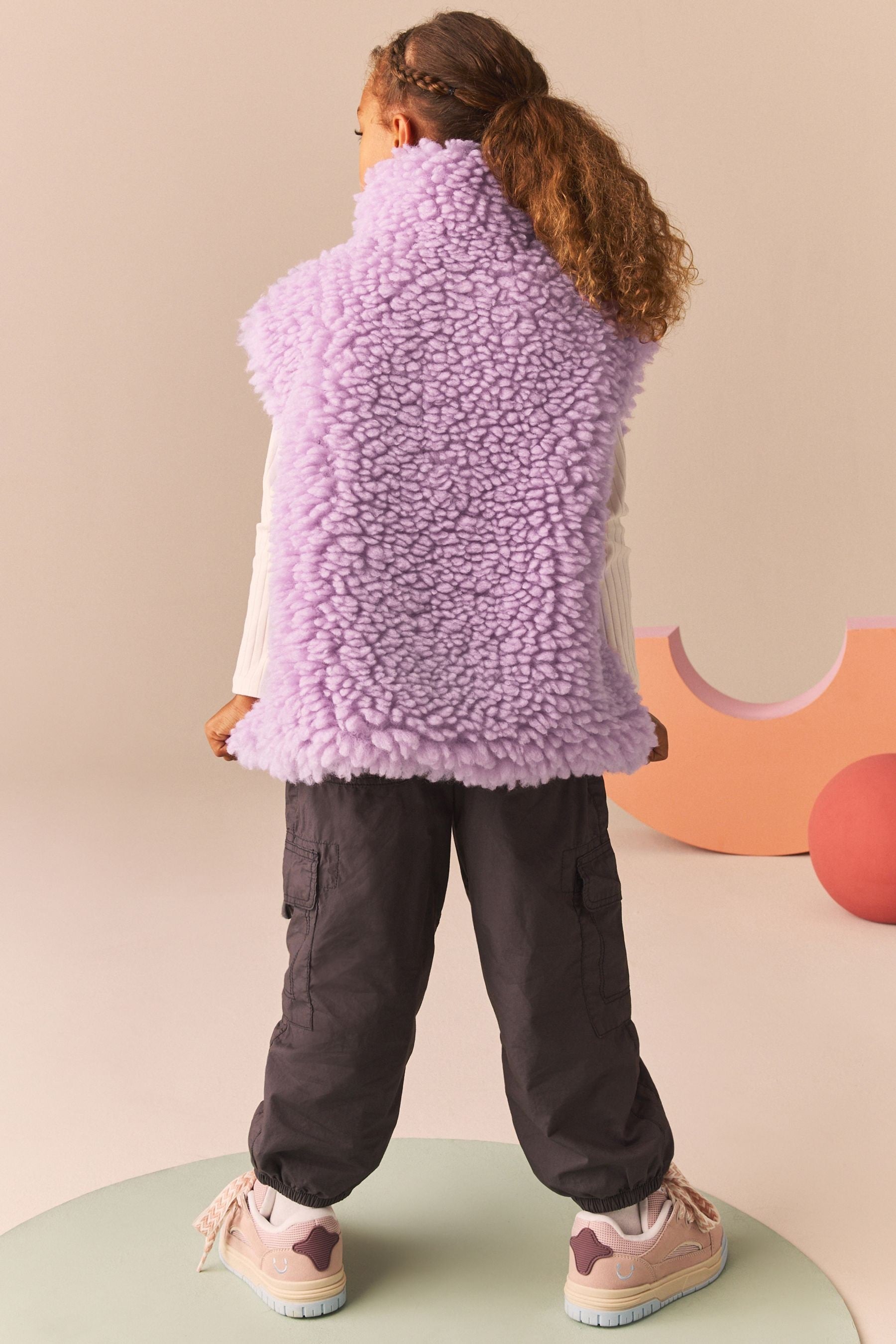 Lilac Purple Chunky Borg Gilet (3-16yrs)