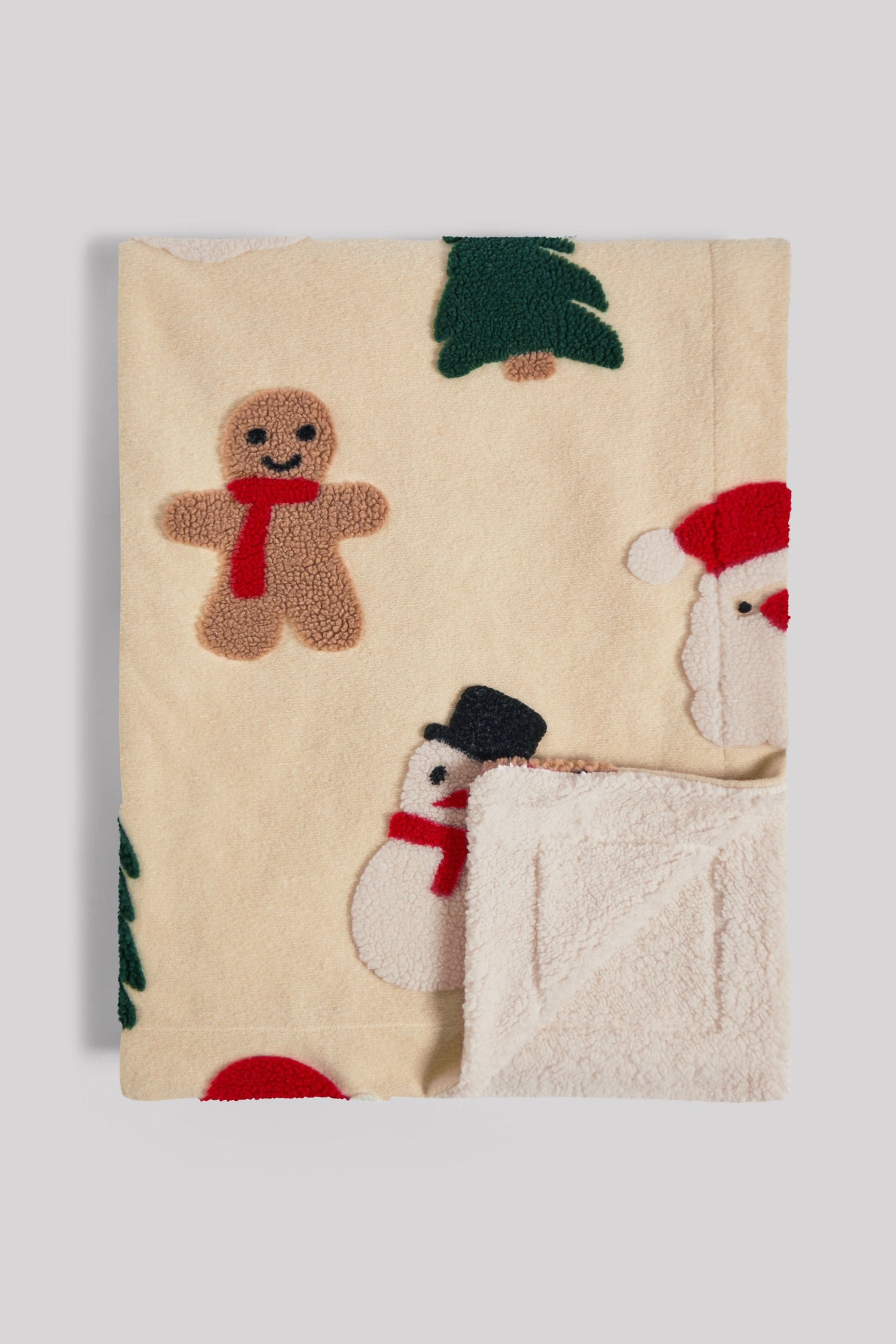 Natural Christmas Character Super Soft Borg Throw Blanket