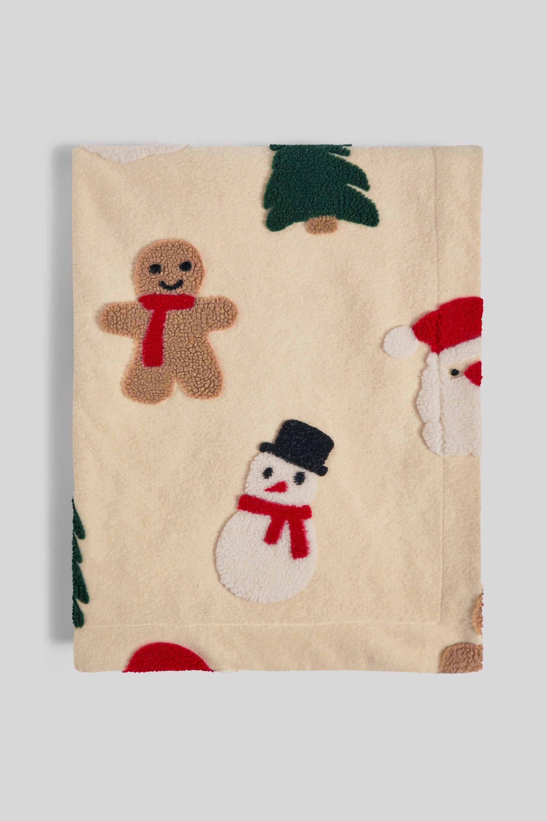 Natural Christmas Character Super Soft Borg Throw Blanket