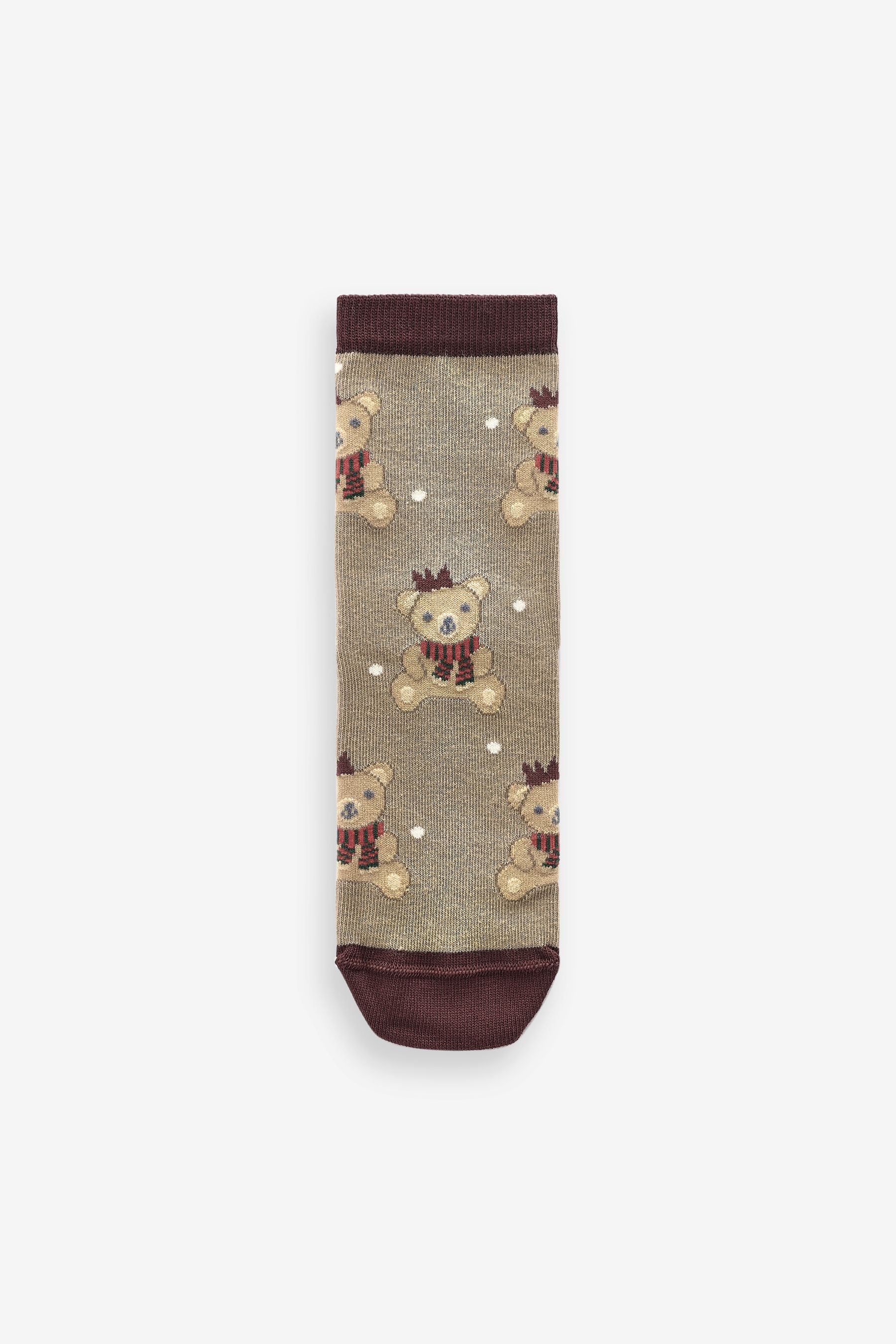 Neutral/Grey Cotton Rich Christmas Character Ankle Socks 3 Pack