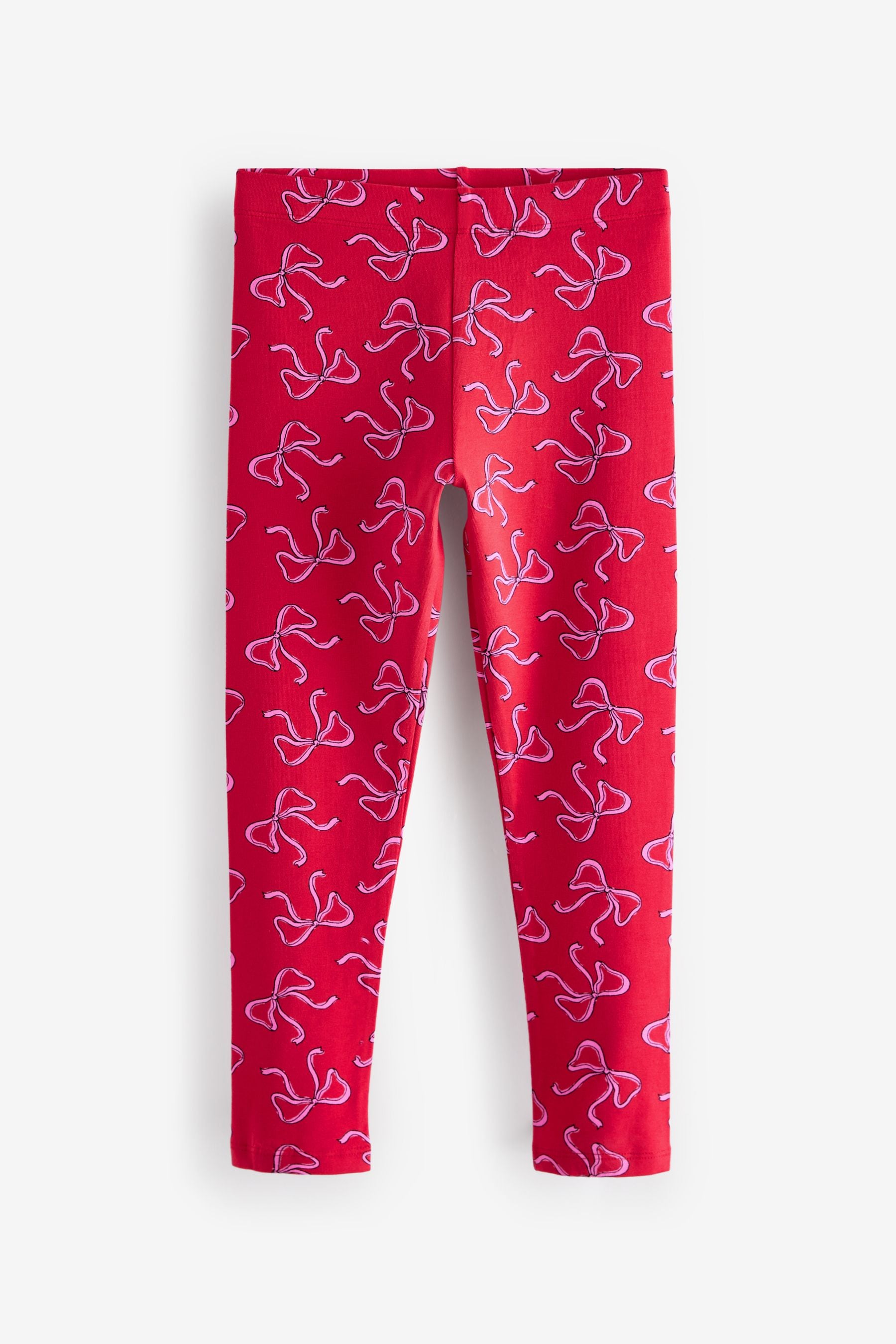 Red Bow/Pink/Black Floral Leggings 5 Pack (3-16yrs)