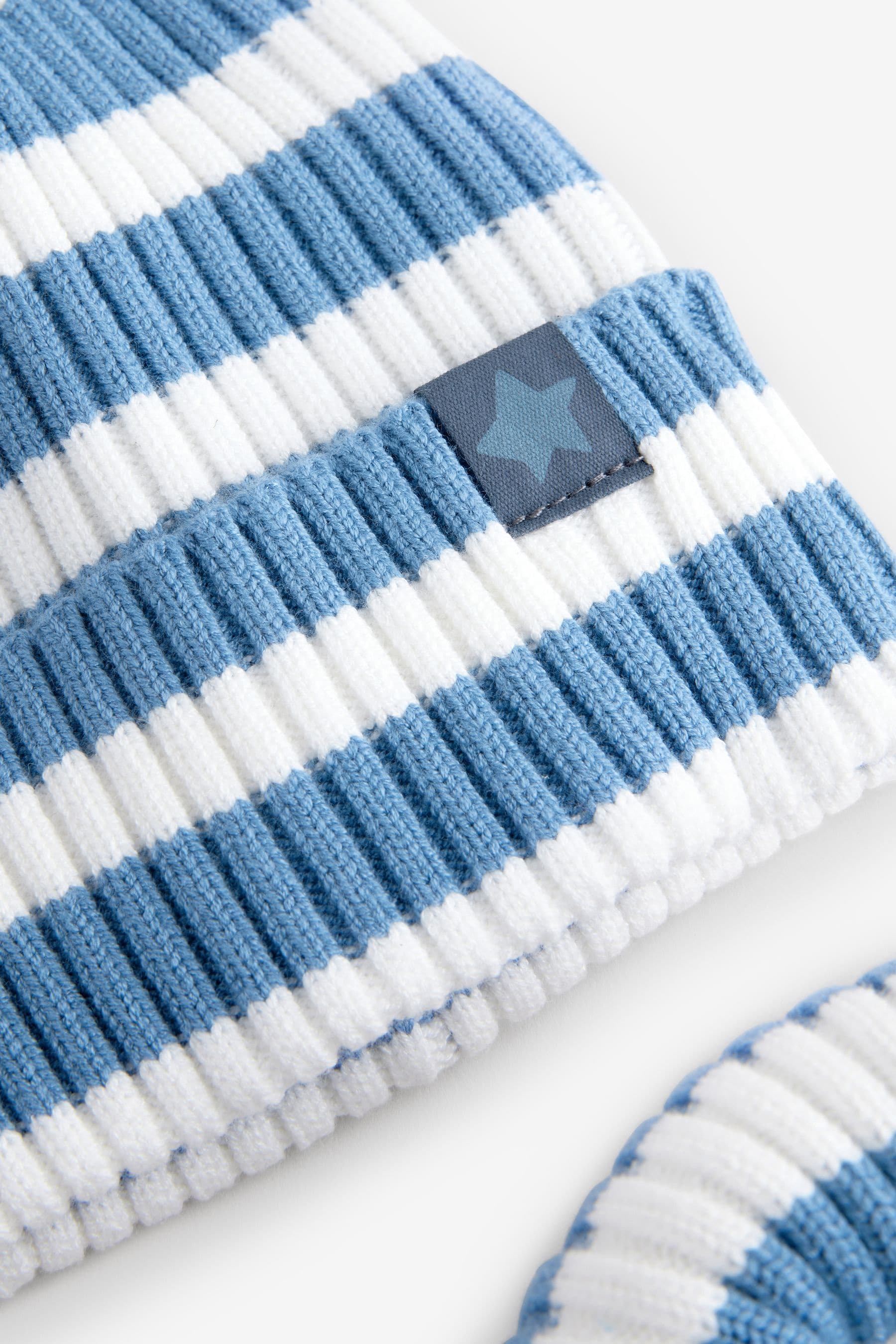 Blue Stripe Beanie Hat and Snood Set (1-13yrs)