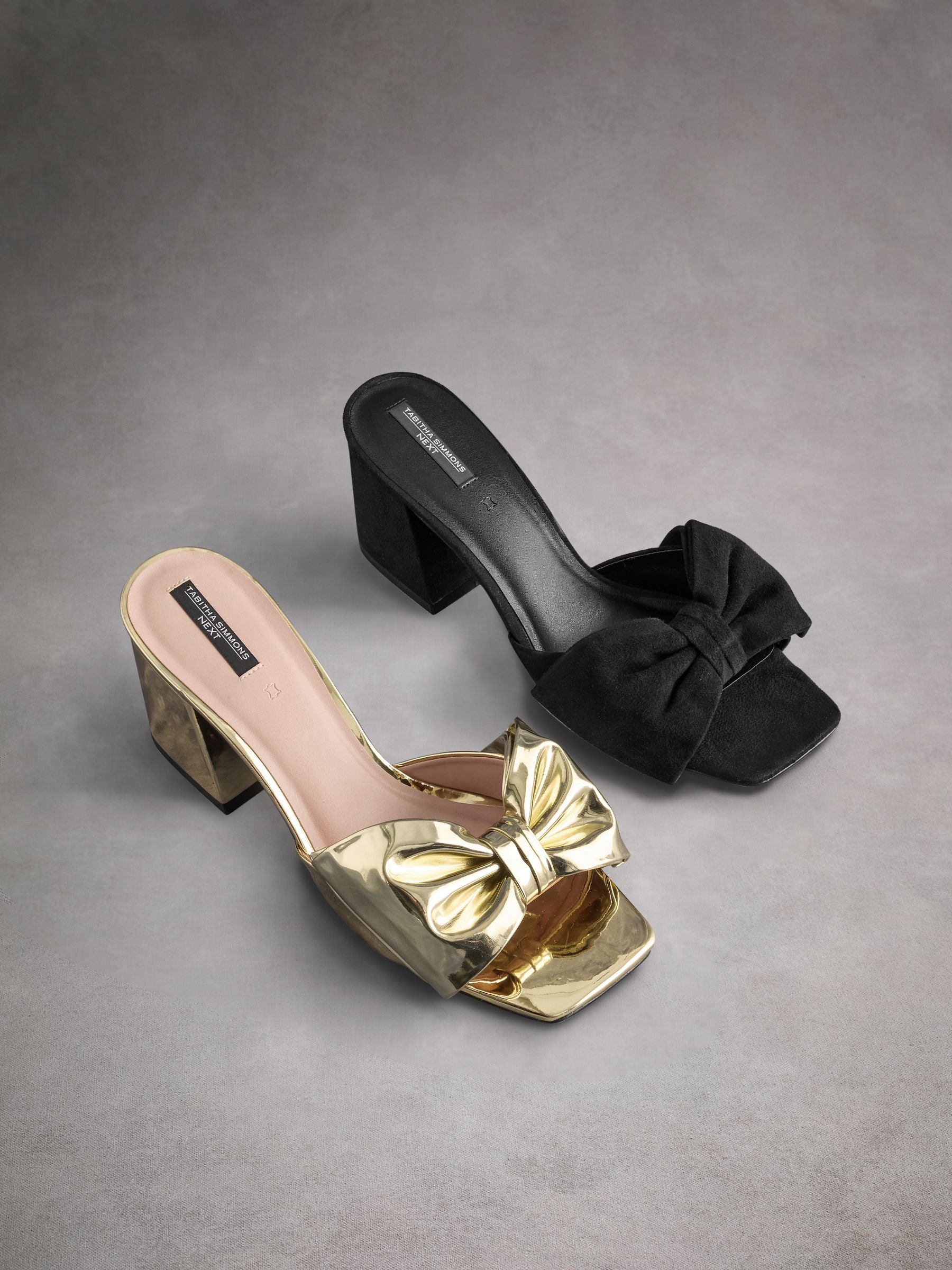 Gold Tabitha Simmons Liv Leather Bow Block Mules