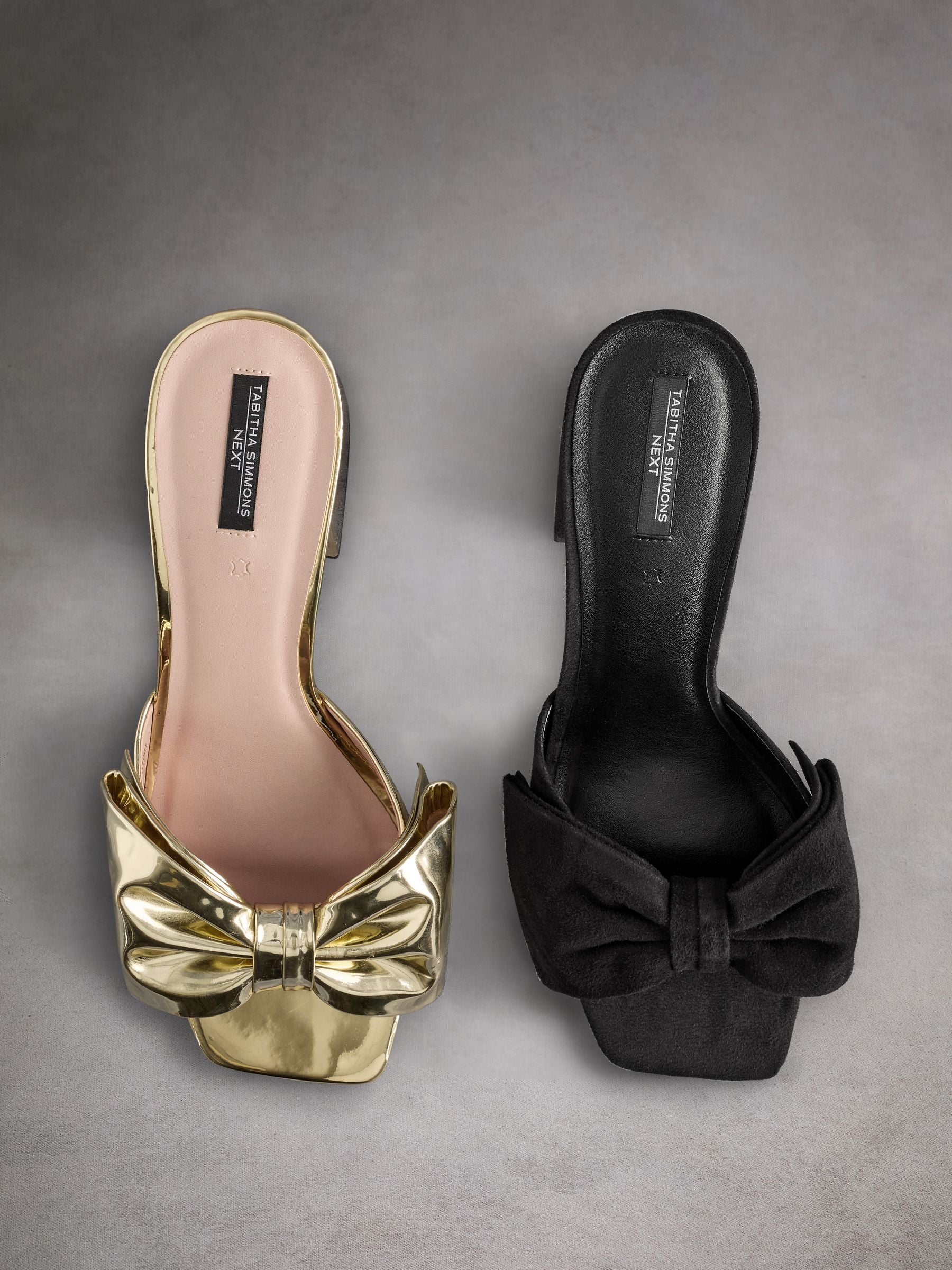 Gold Tabitha Simmons Liv Leather Bow Block Mules