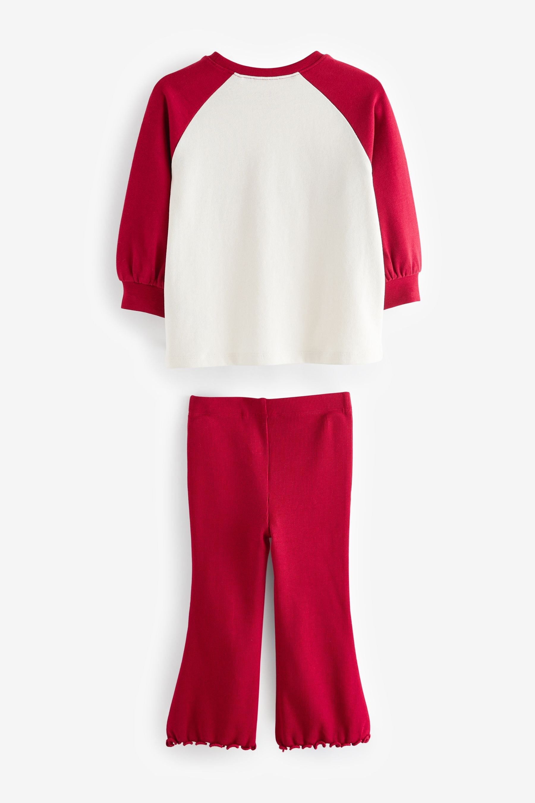 Red Santa Long Sleeve 100% Cotton T-Shirt and Flare Leggings Set (3mths-7yrs)