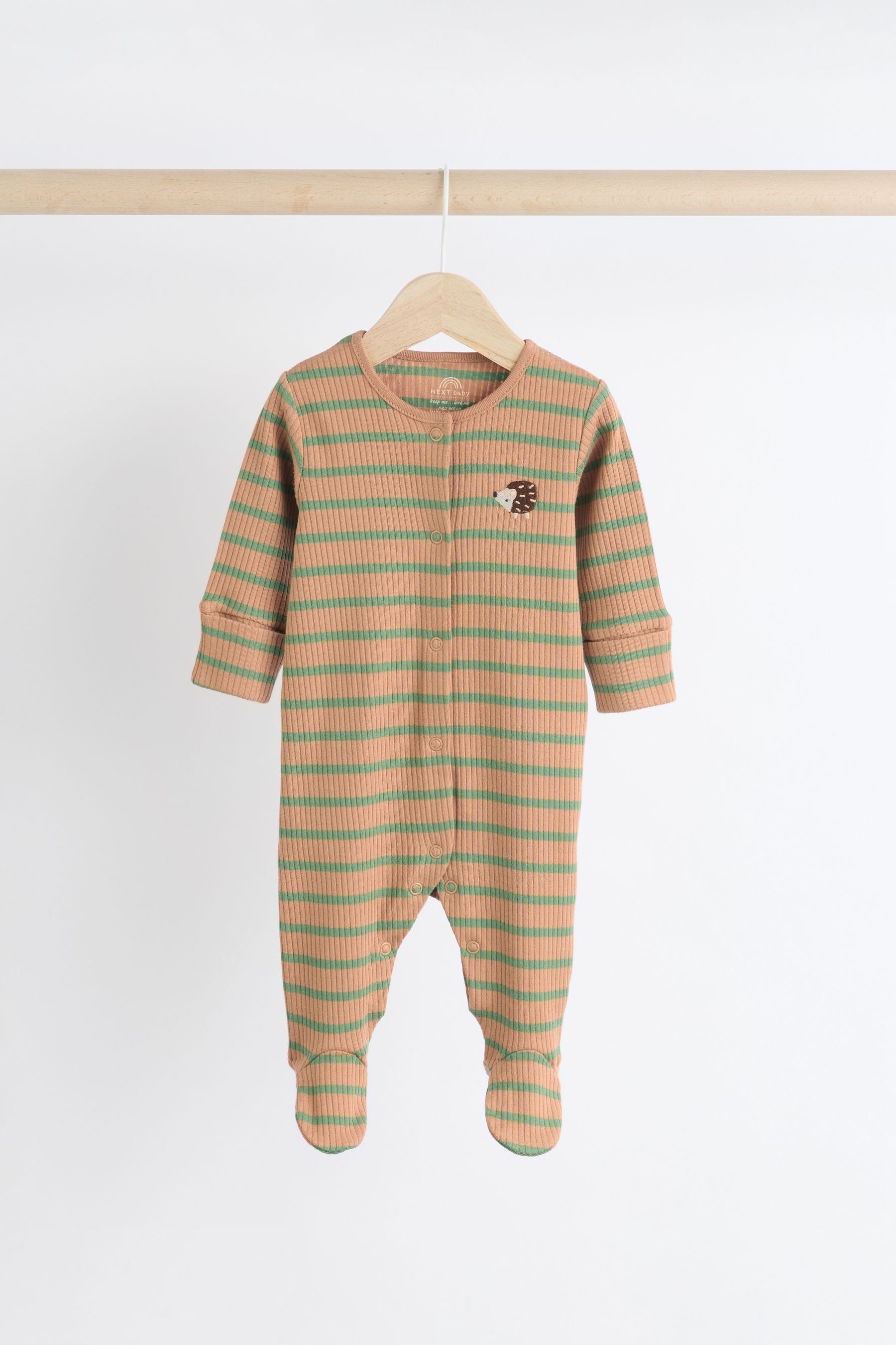 Brown/Khaki 3 Pack Baby Sleepsuit (0mths-2yrs)