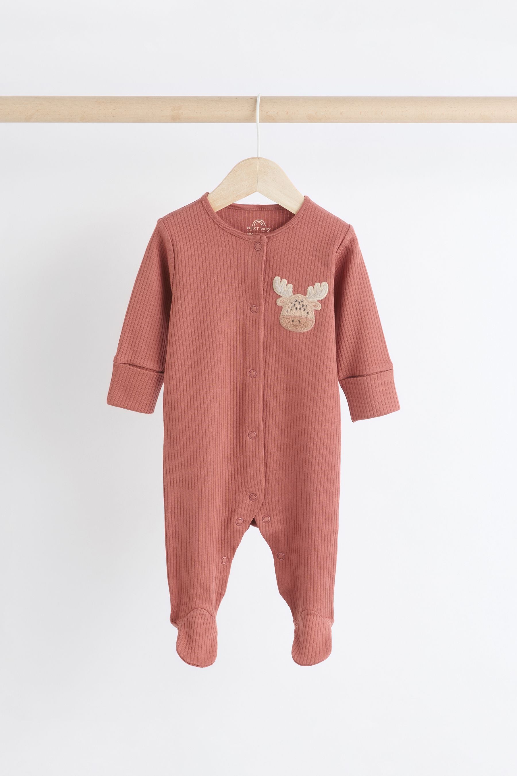 Brown/Khaki 3 Pack Baby Sleepsuit (0mths-2yrs)