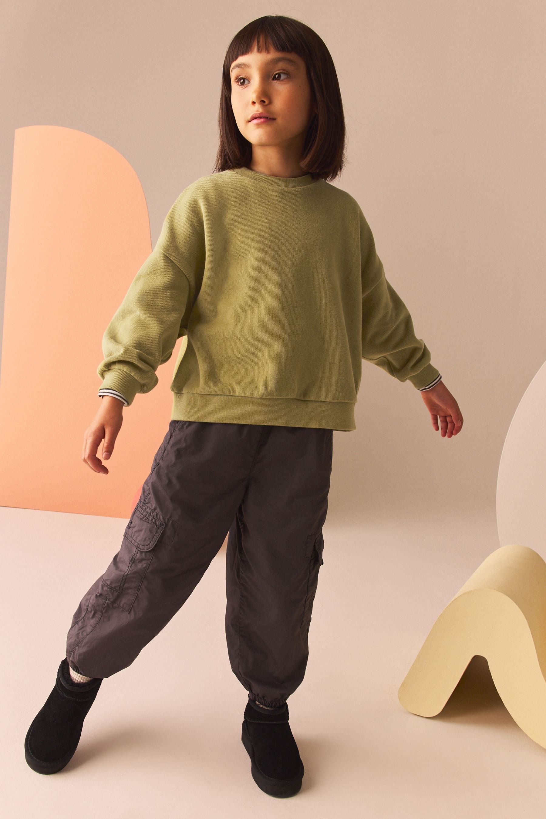 Green Oversized Cosy Rib Sweatshirt (3-16yrs)