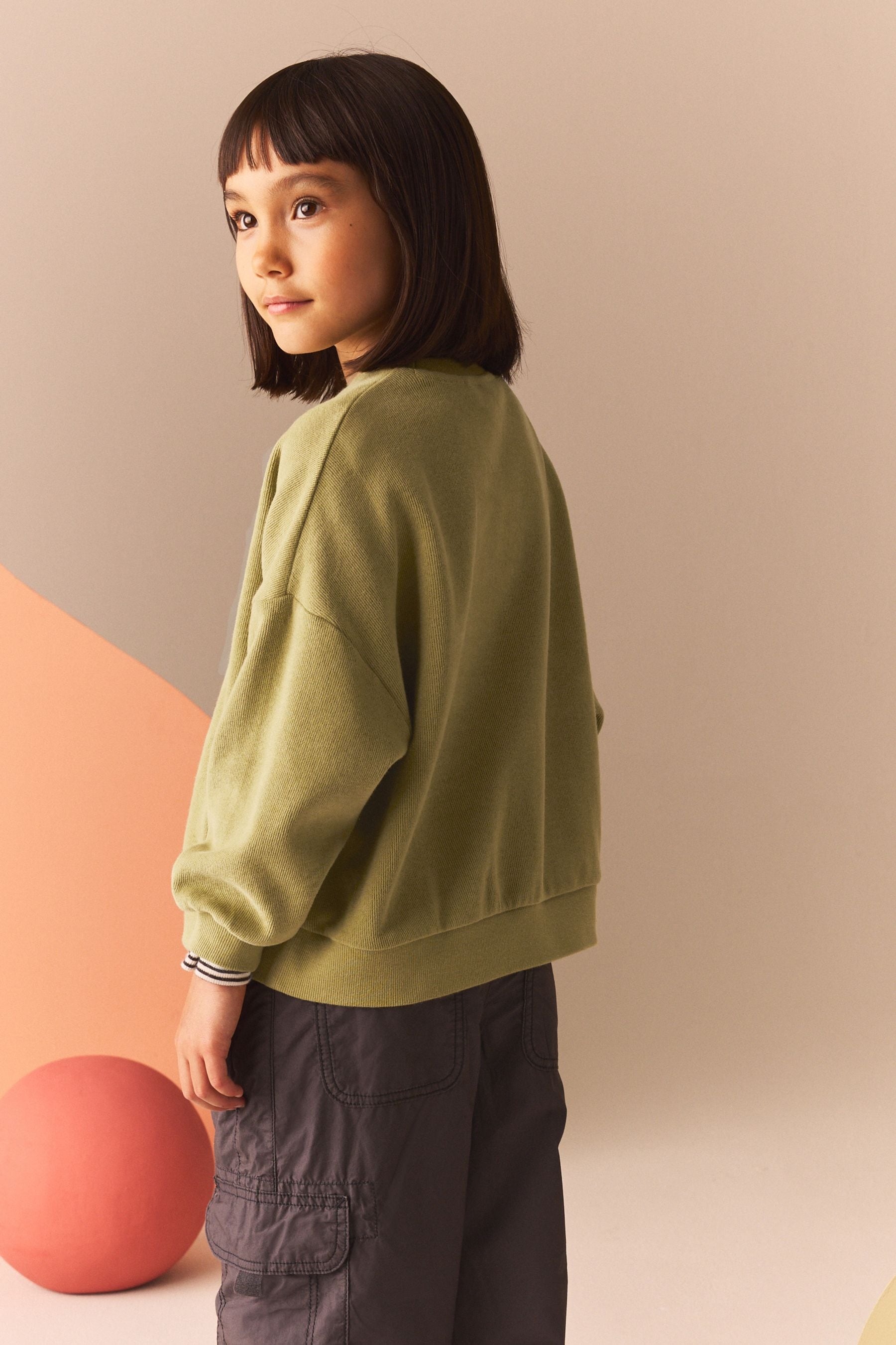 Green Oversized Cosy Rib Sweatshirt (3-16yrs)