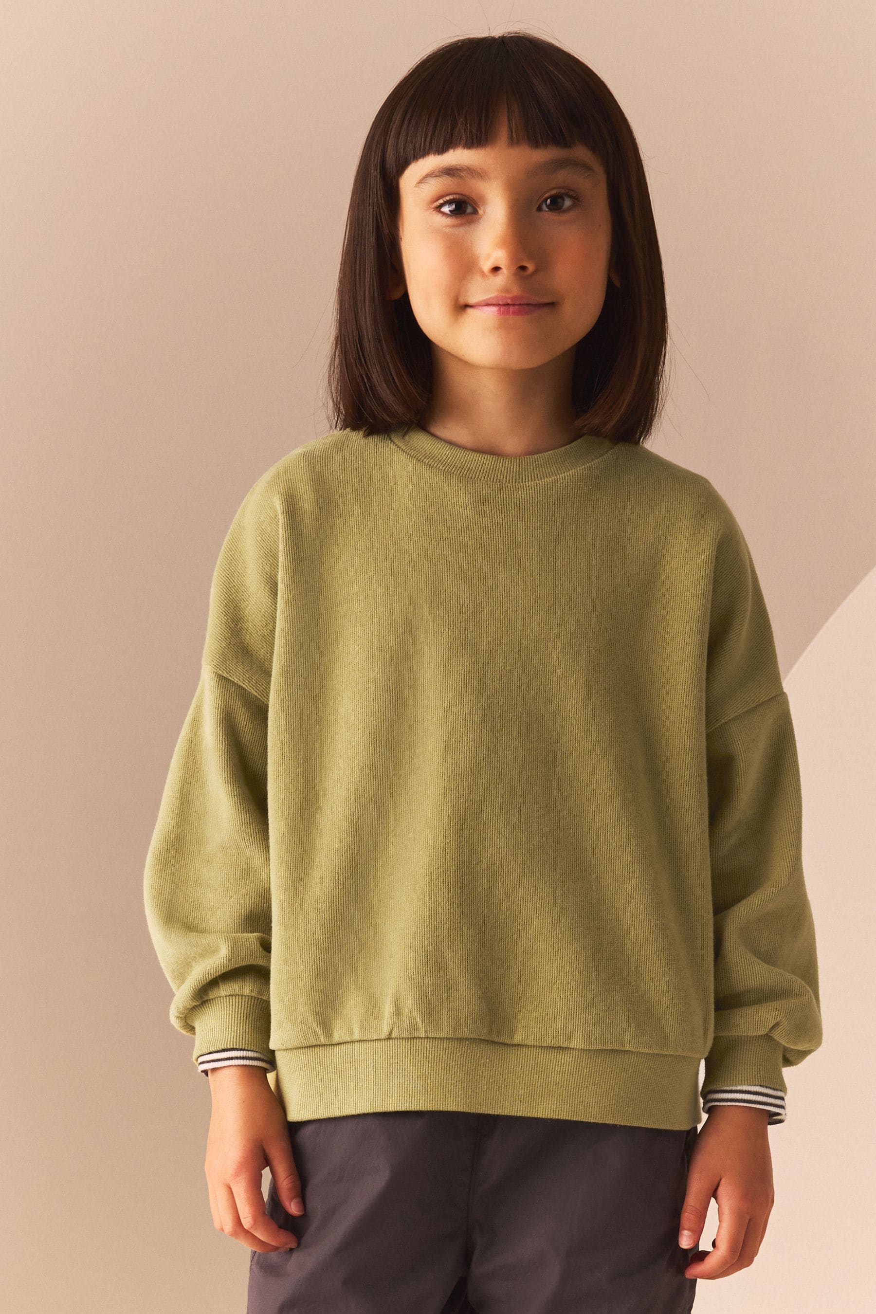 Green Oversized Cosy Rib Sweatshirt (3-16yrs)