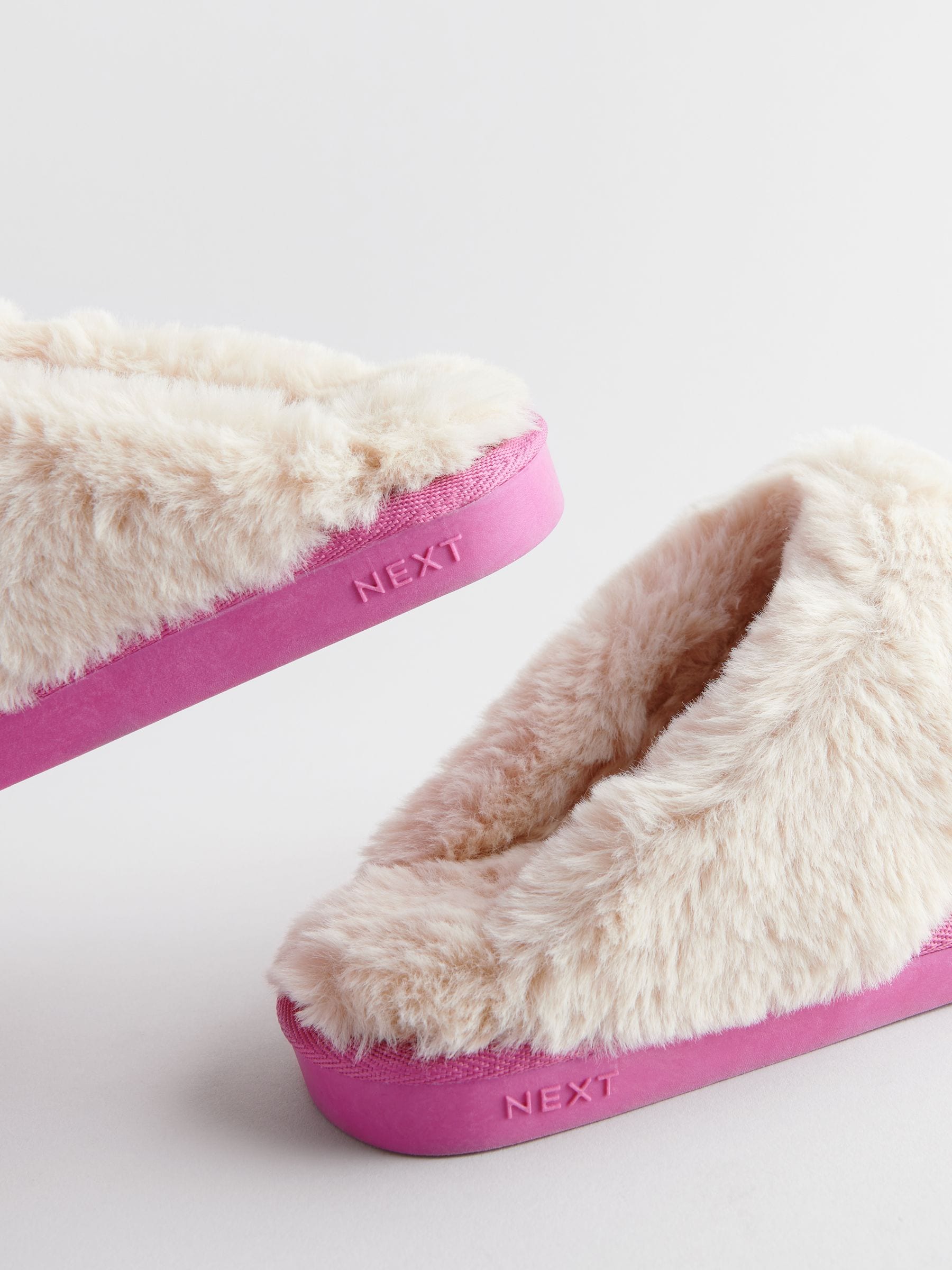 Pink Tiger Print Suede Faux Fur Lined Mule Slippers