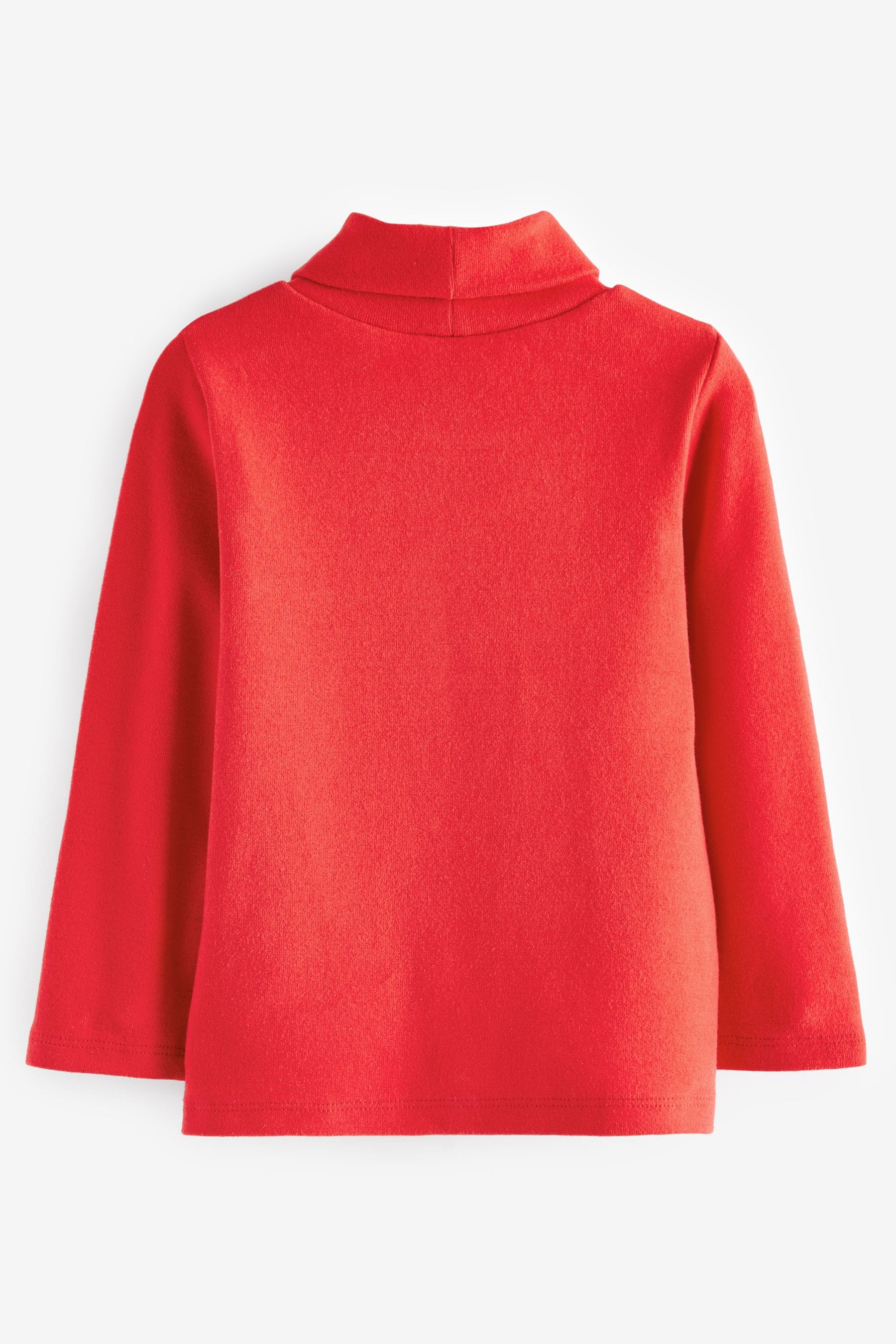 Red Brushed Long Sleeve Roll Neck Top (3mths-7yrs)