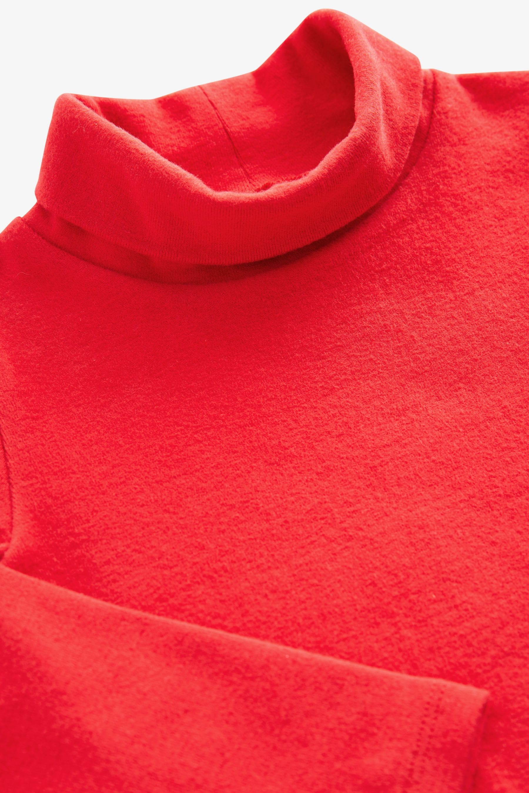 Red Brushed Long Sleeve Roll Neck Top (3mths-7yrs)