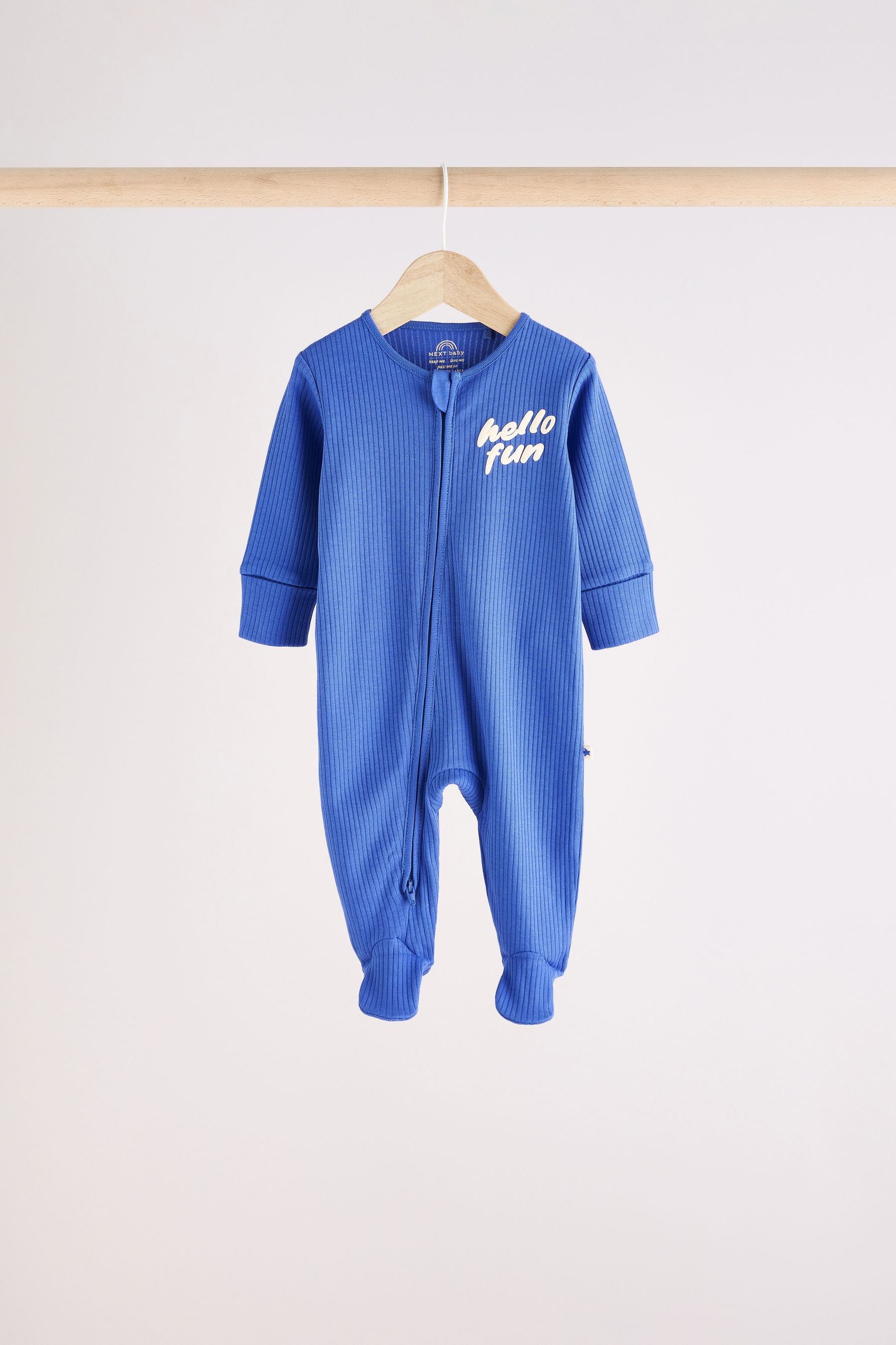 Blue Baby Zipped 100% Cotton Sleepsuit 4 Pack (0mths-2yrs)