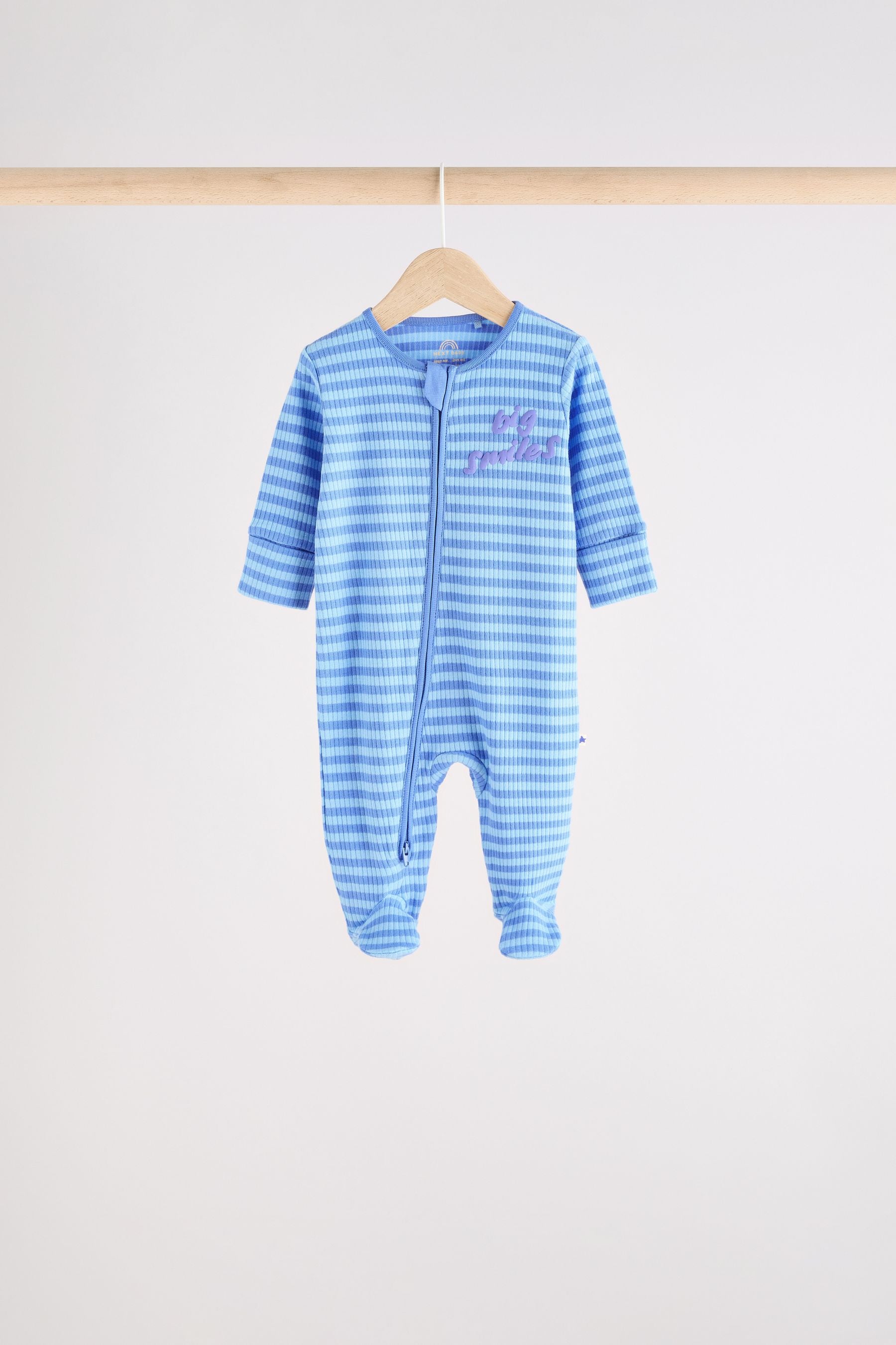 Blue Baby Zipped 100% Cotton Sleepsuit 4 Pack (0mths-2yrs)