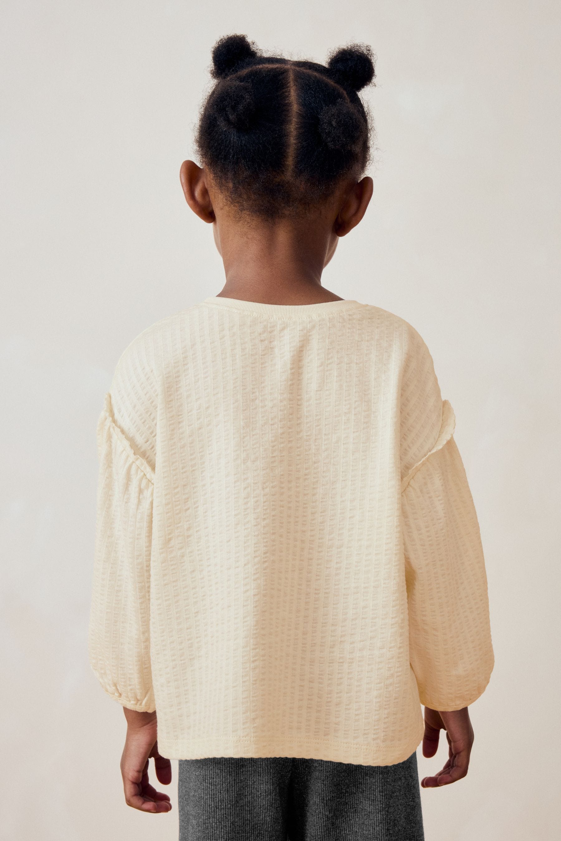 Cream 100% Cotton Long Sleeve Textured Top (3mths-7yrs)