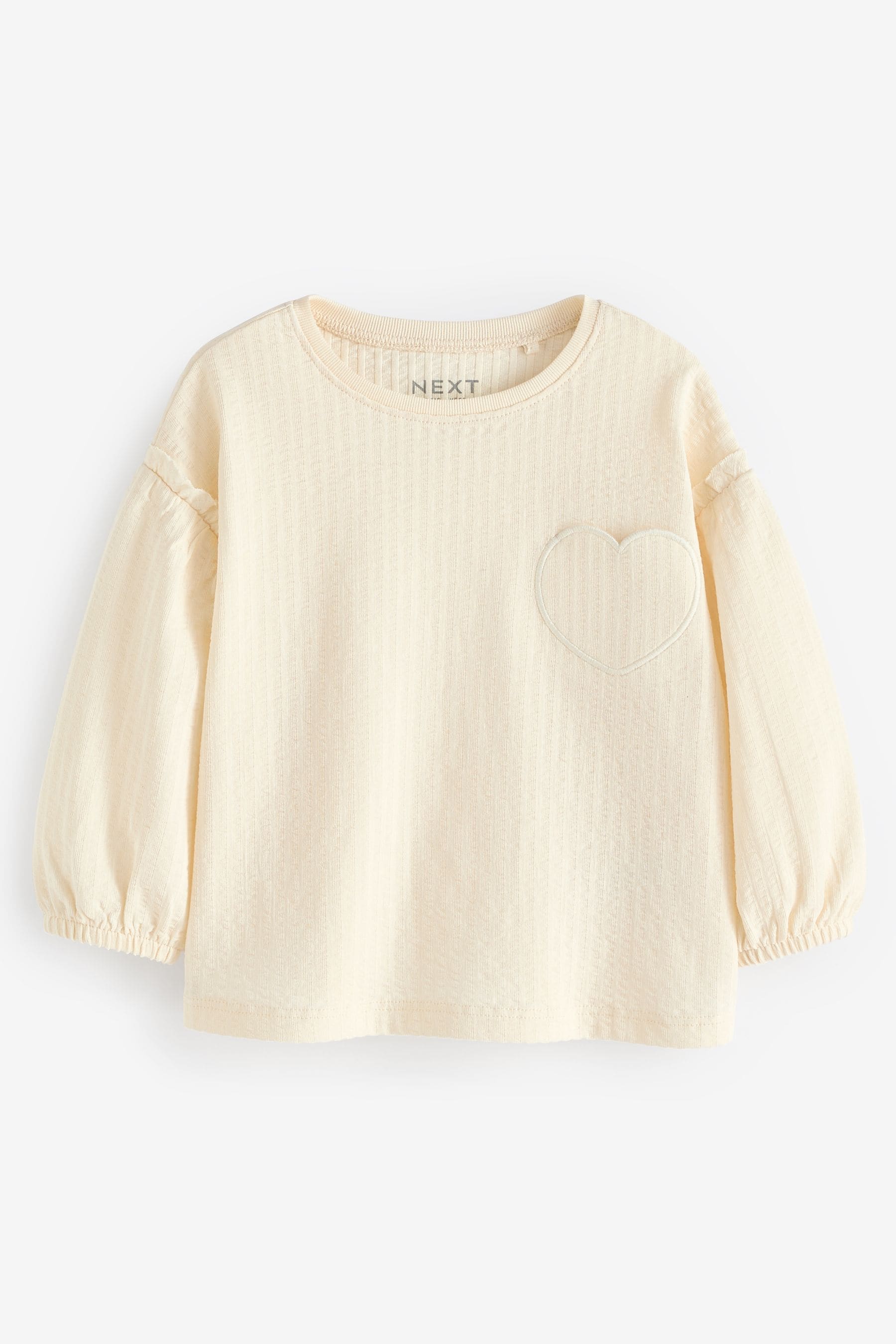 Cream 100% Cotton Long Sleeve Textured Top (3mths-7yrs)