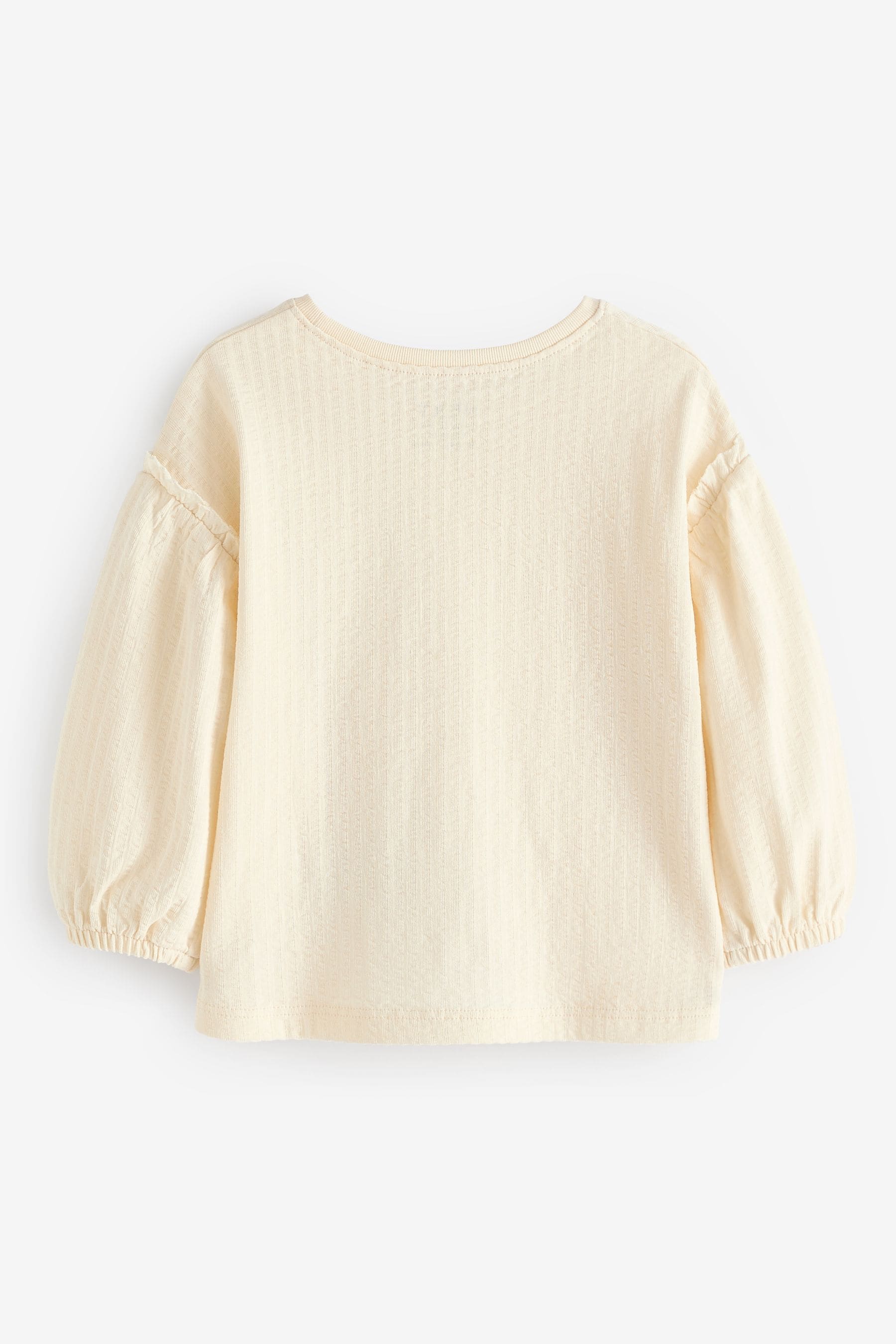 Cream 100% Cotton Long Sleeve Textured Top (3mths-7yrs)