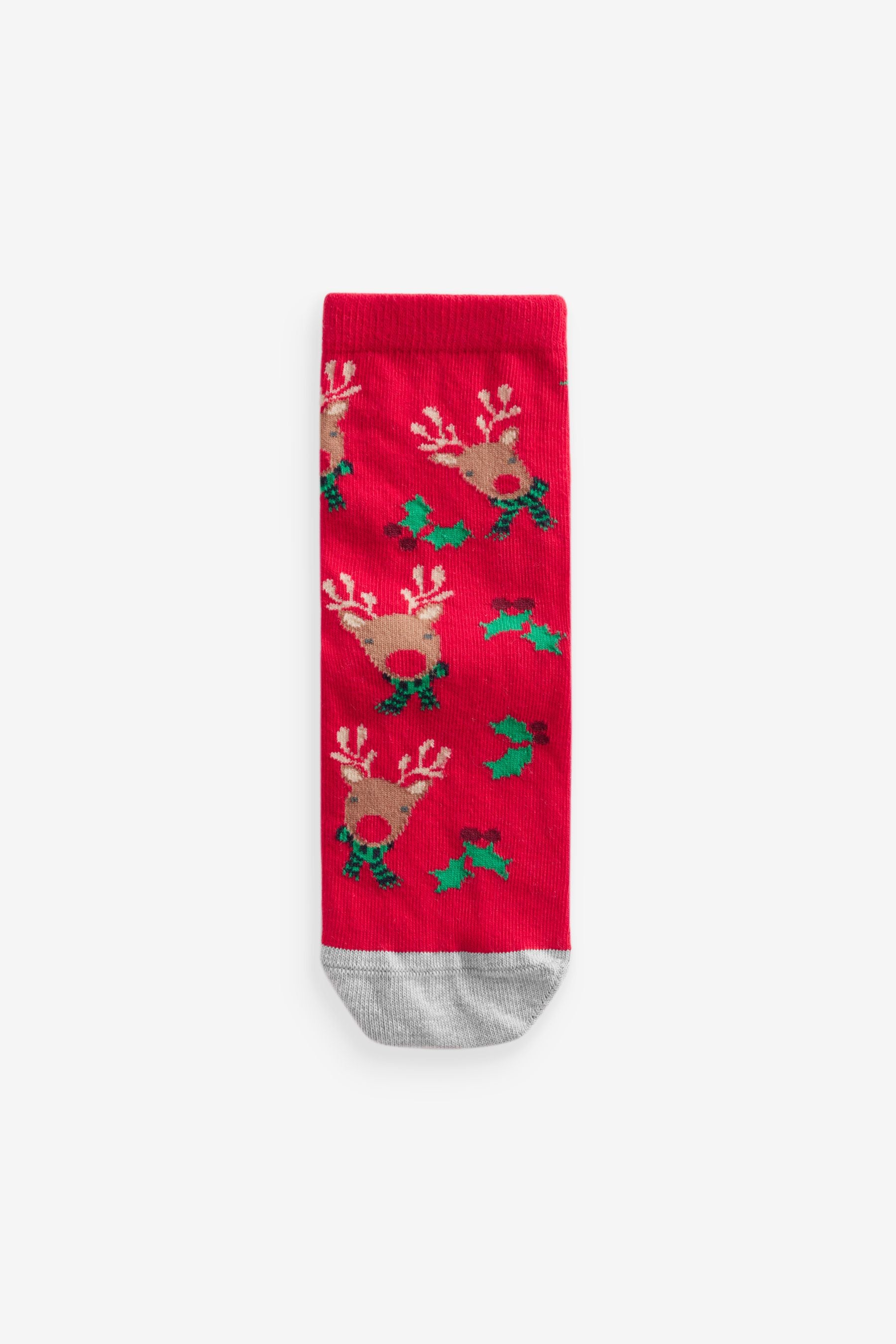 Red/Navy Cotton Rich Christmas Socks 3 Pack