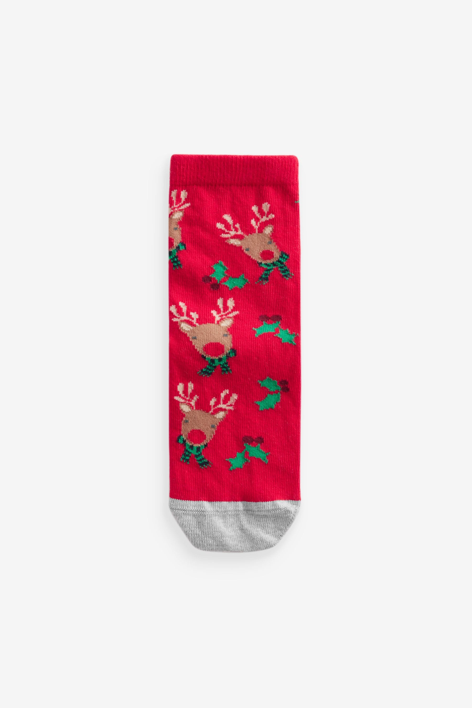 Red/Navy Cotton Rich Christmas Character Ankle Socks 3 Pack