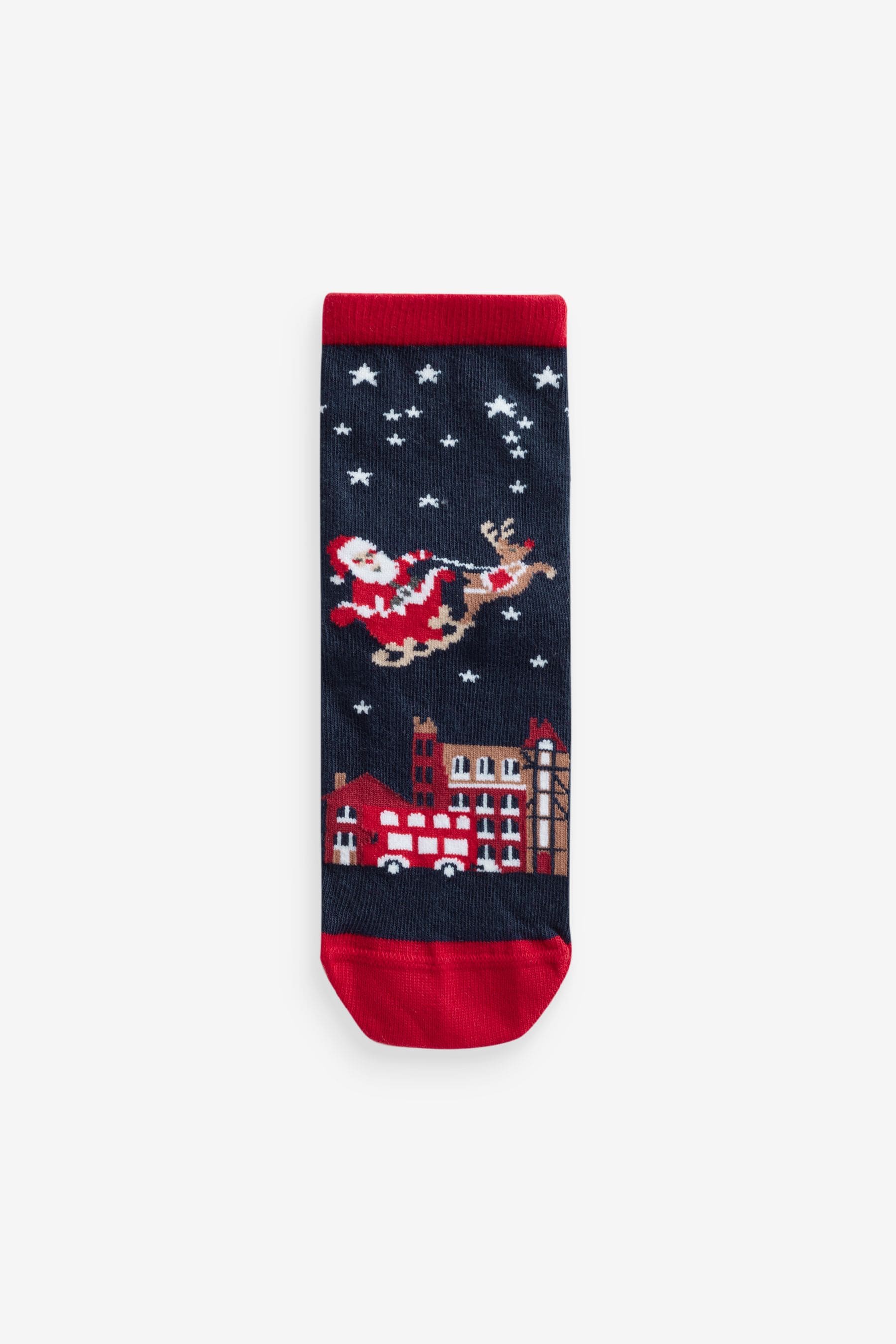 Red/Navy Cotton Rich Christmas Socks 3 Pack