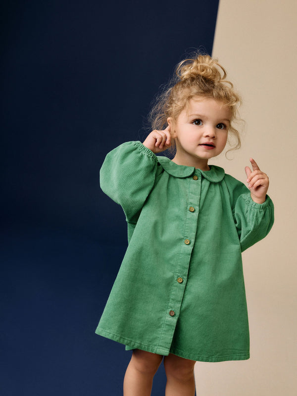 Green 100% Cotton Shirt Dress (3mths-8yrs)