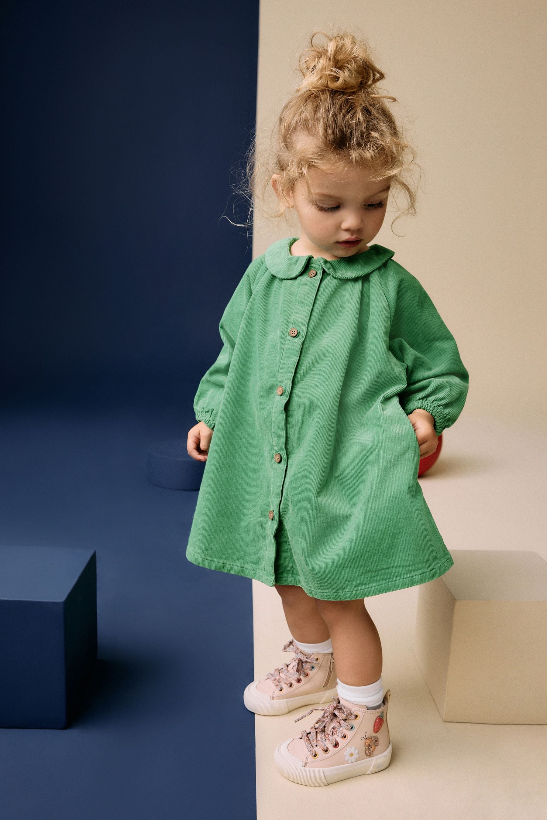 Green 100% Cotton Shirt Dress (3mths-8yrs)