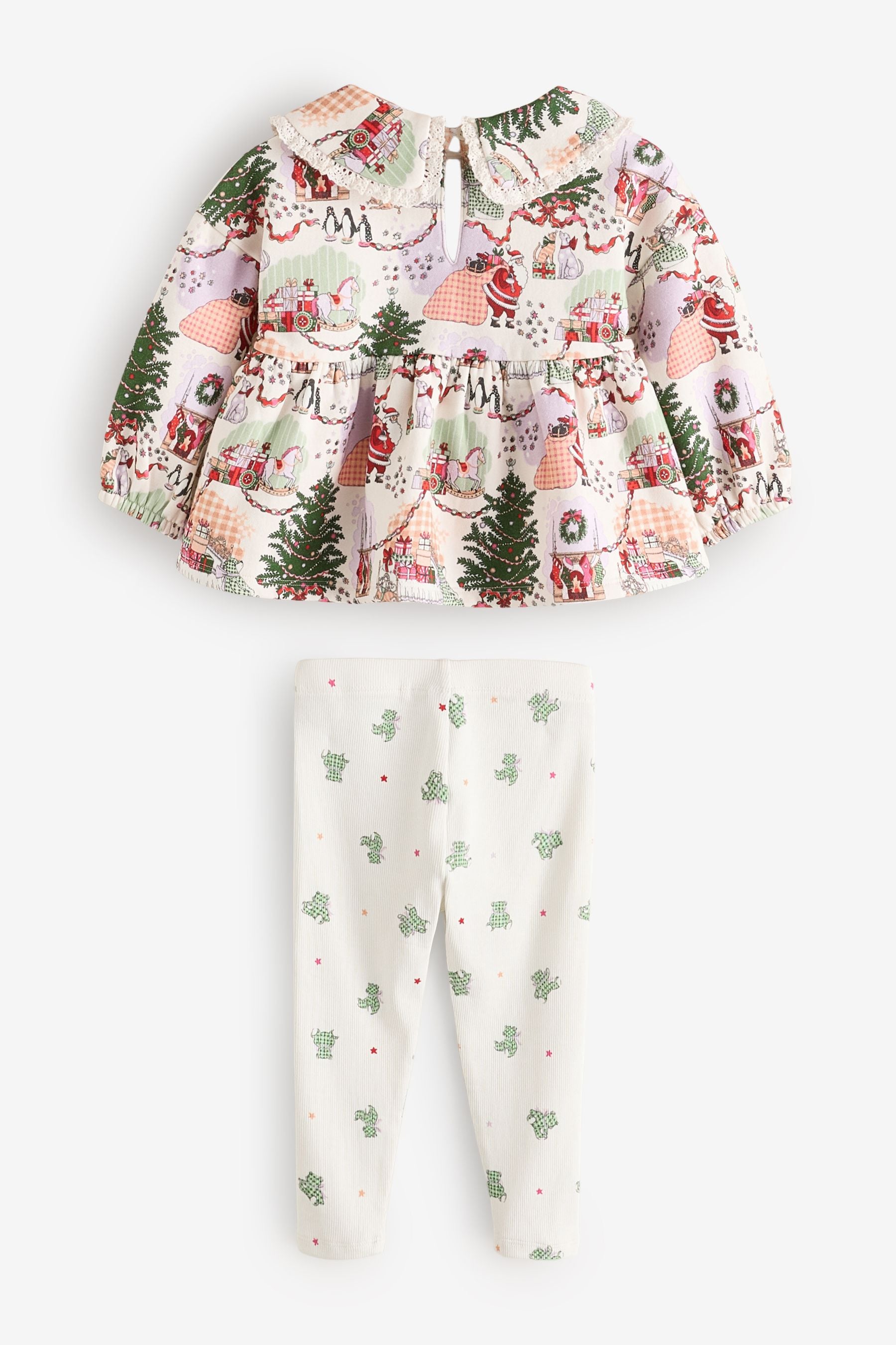 Pink Long Sleeve Collar Top and Legging Set (3mths-7yrs)