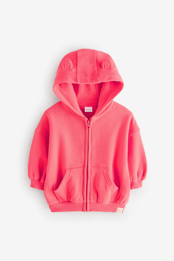 Coral Pink Zip Through Hoodie (3mths-7yrs)