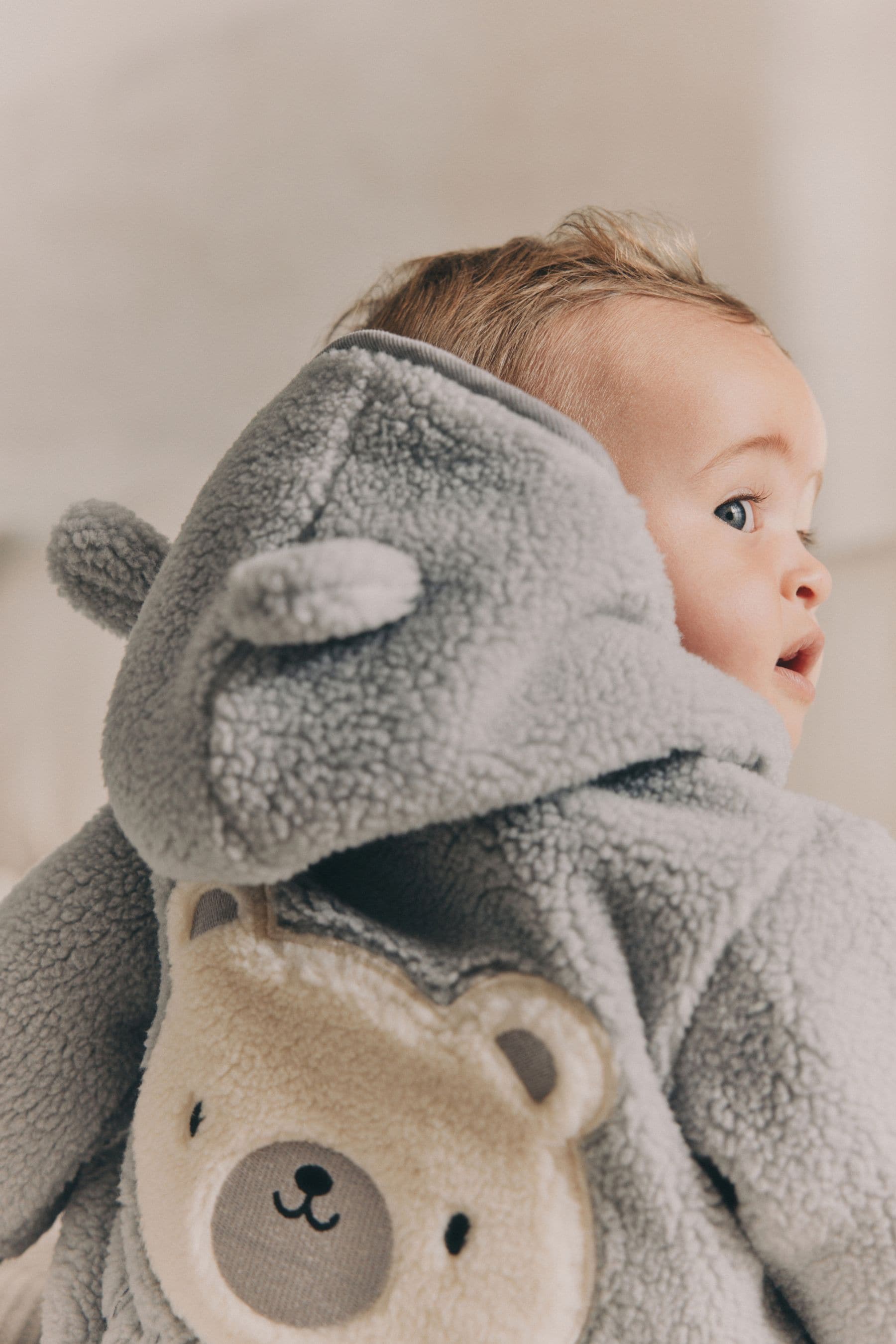 Grey Bear Cosy Borg Fleece Baby Jacket