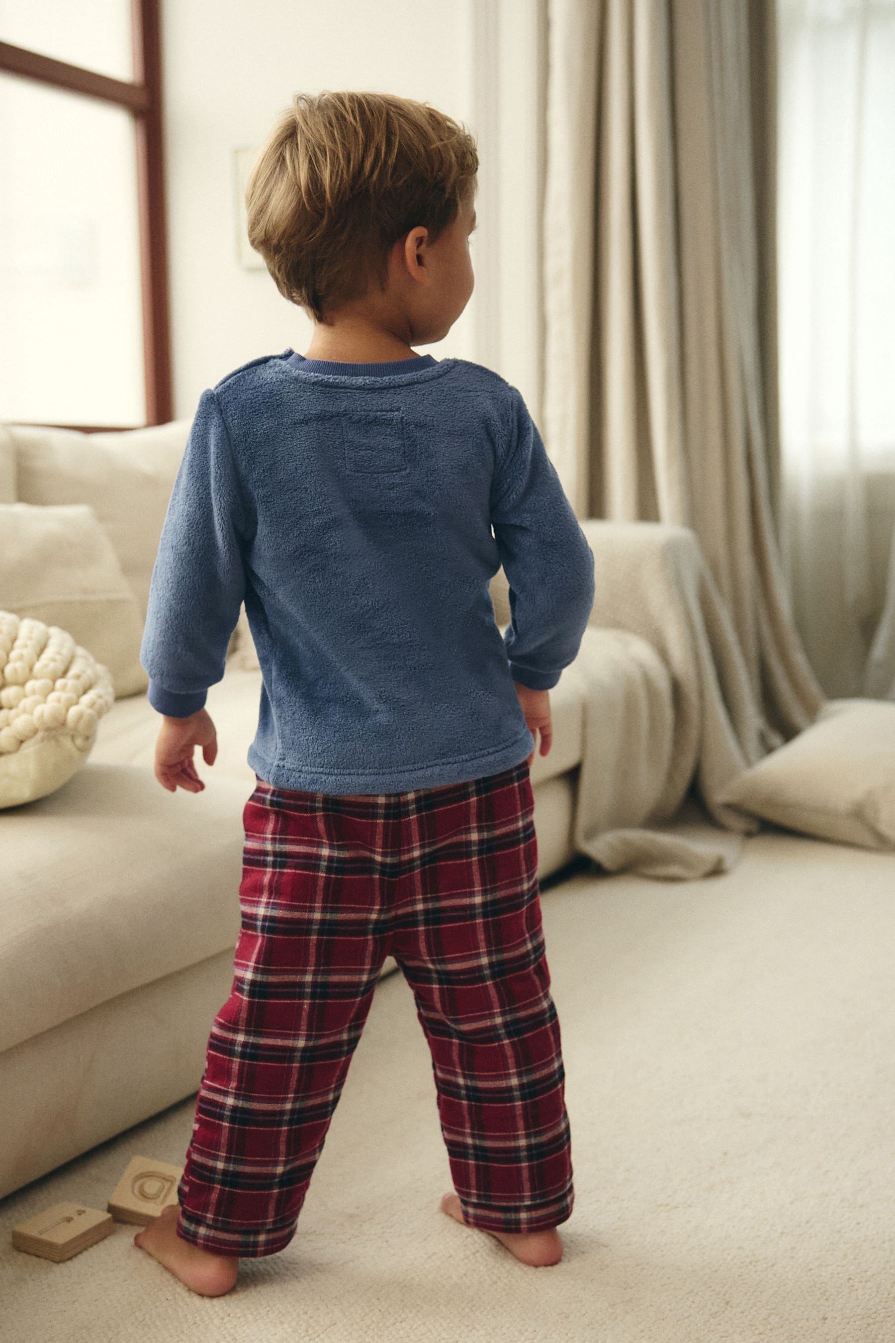 Red/Blue Check Cosy Fleece Pyjamas (9mths-12yrs)