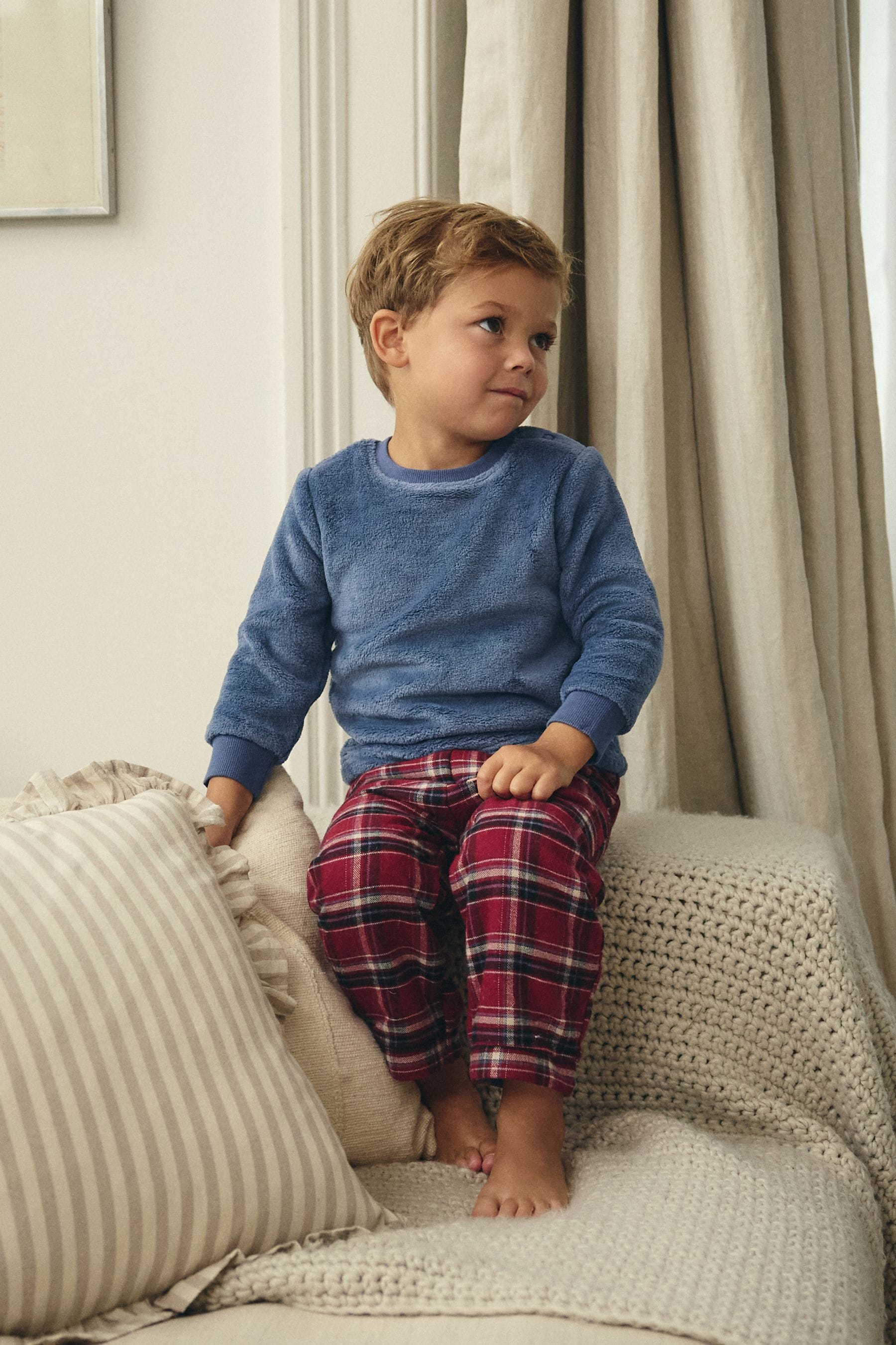 Red/Blue Check Cosy Fleece Pyjamas (9mths-12yrs)