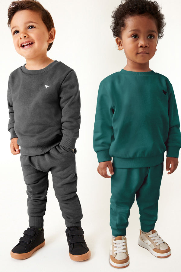 Charcoal Grey/Green 2 Pack Sweatshirt and Jogger Set (3mths-7yrs)