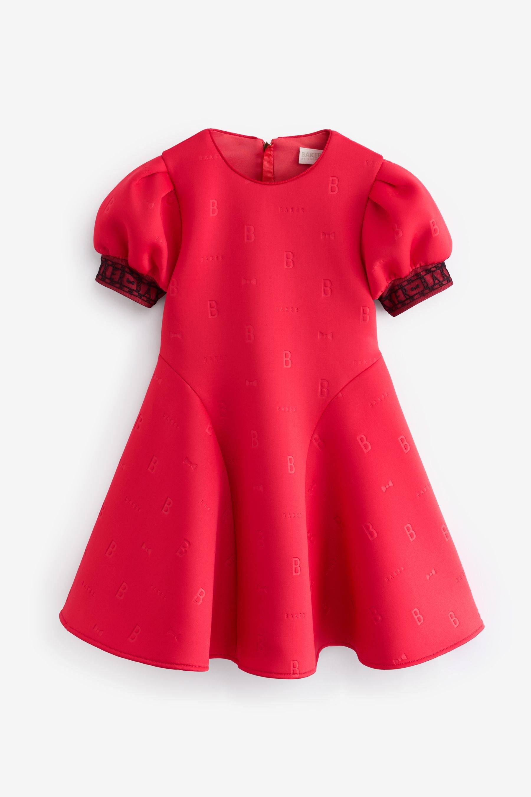 Red Baker by Ted Baker Red Embossed Mesh Trim Scuba Dress