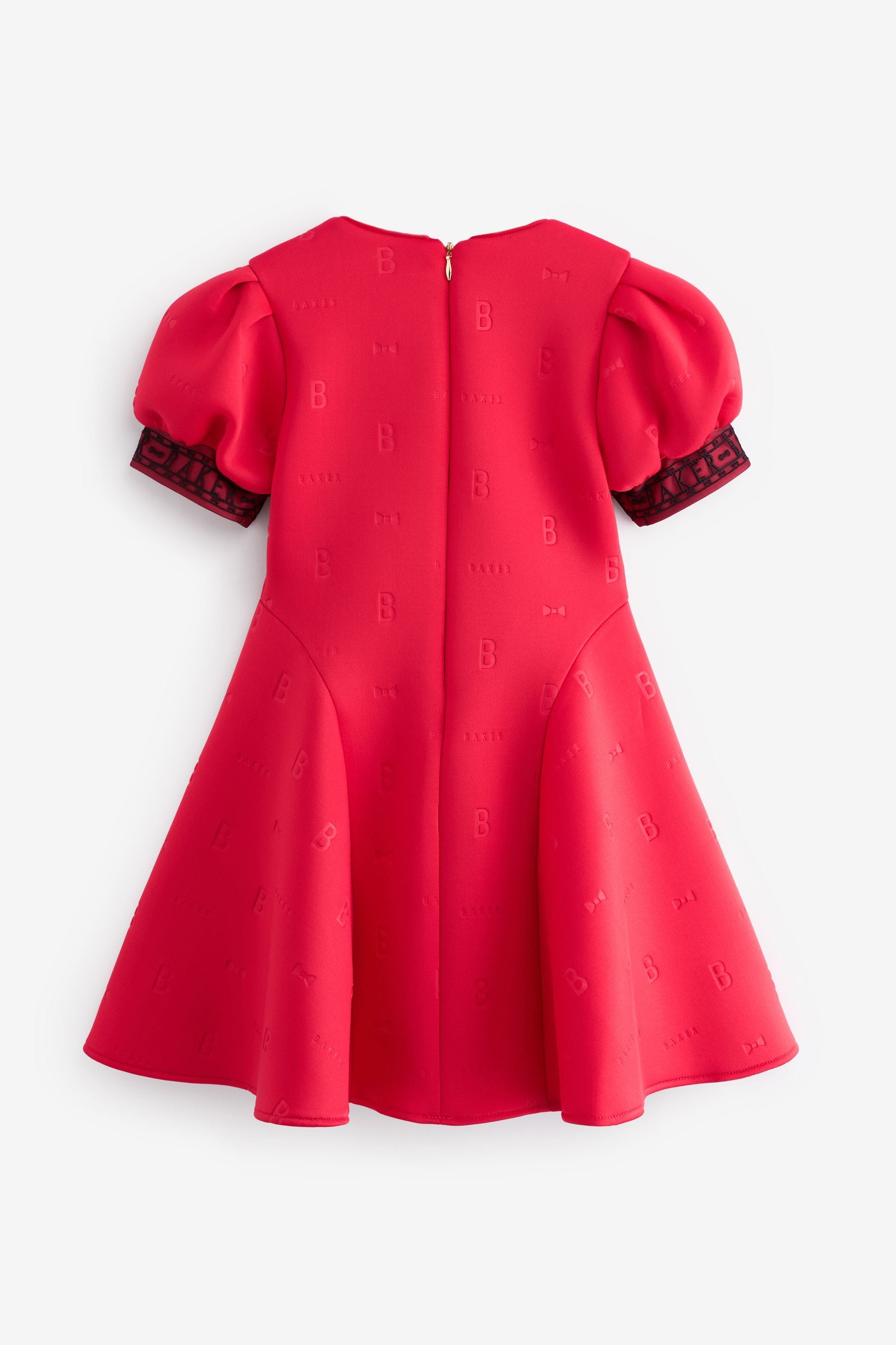 Red Baker by Ted Baker Red Embossed Mesh Trim Scuba Dress