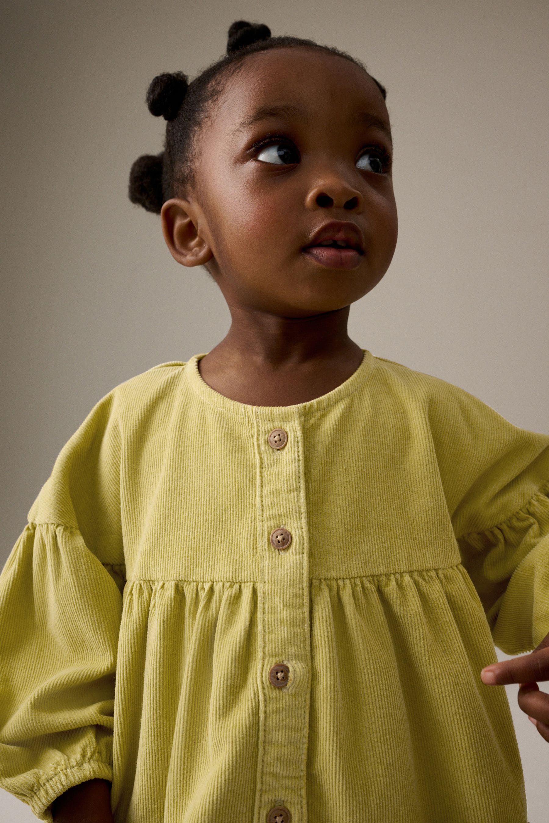 Citrine Green Cord 100% Cotton Button Through Dress (3mths-8yrs)