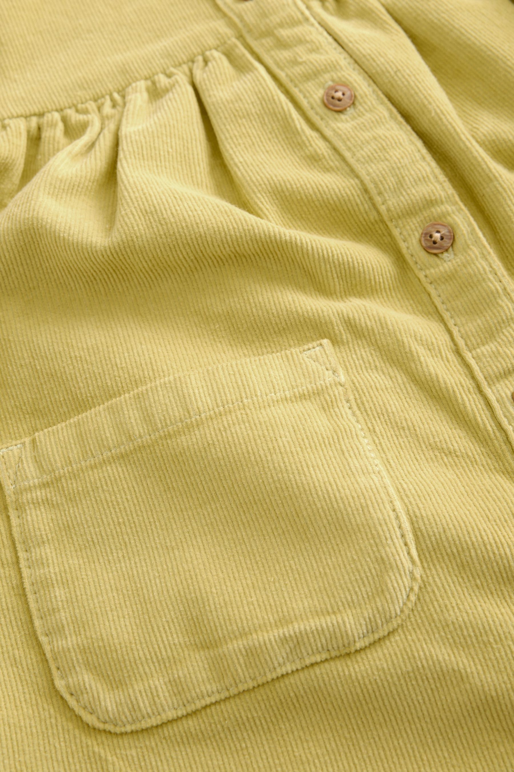 Citrine Green Cord 100% Cotton Button Through Dress (3mths-8yrs)